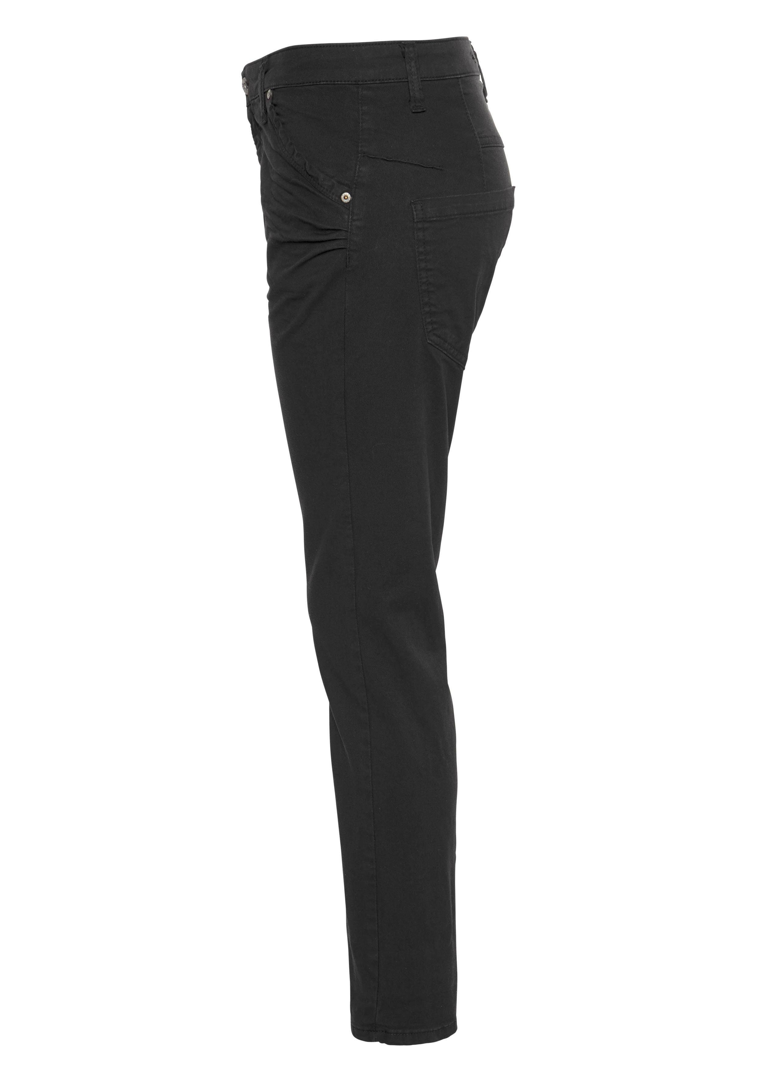 Please Jeans Boyfriend-Jeans P85A lässige mit Crinkle-Effekt 1900 krempelbarem Hose Jeans Bein und nero