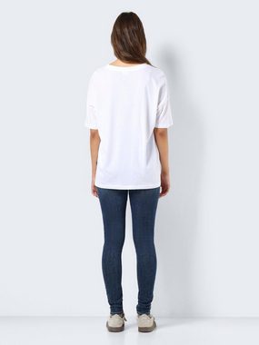 Noisy may T-Shirt Lockeres T-shirt Oversized Oberteil Dropped Shoulder NMIDA 7047 in Weiß-2