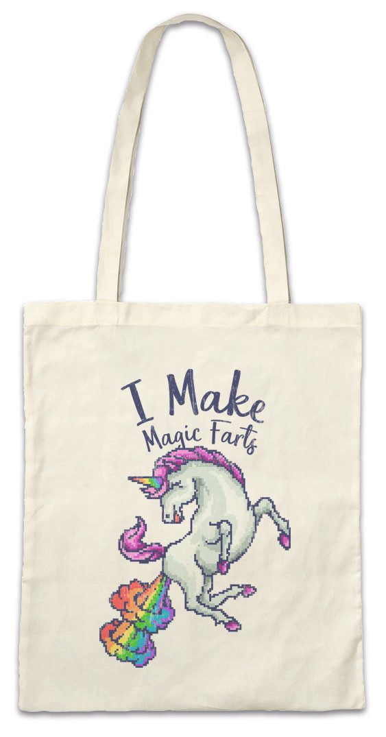 Beuteltasche I Make Magic Farts Stofftasche Geek Nerd Furzendes Einhorn Farting