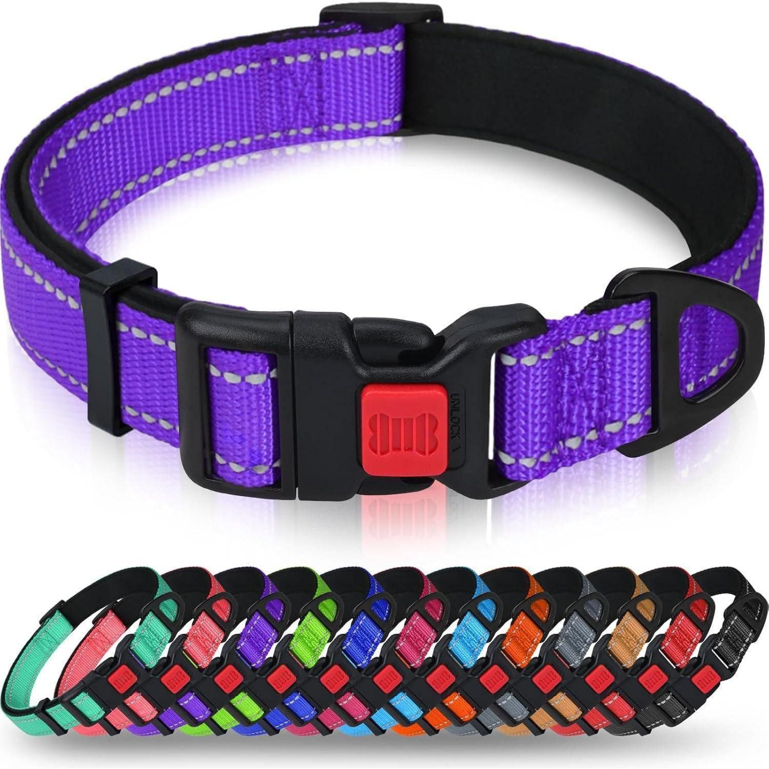 LuxusKollektion Hunde-Halsband Hundehalsband Nylon Verstellbar Reflektierend Welpen XS (20-30cm) Lila, Kunststoff