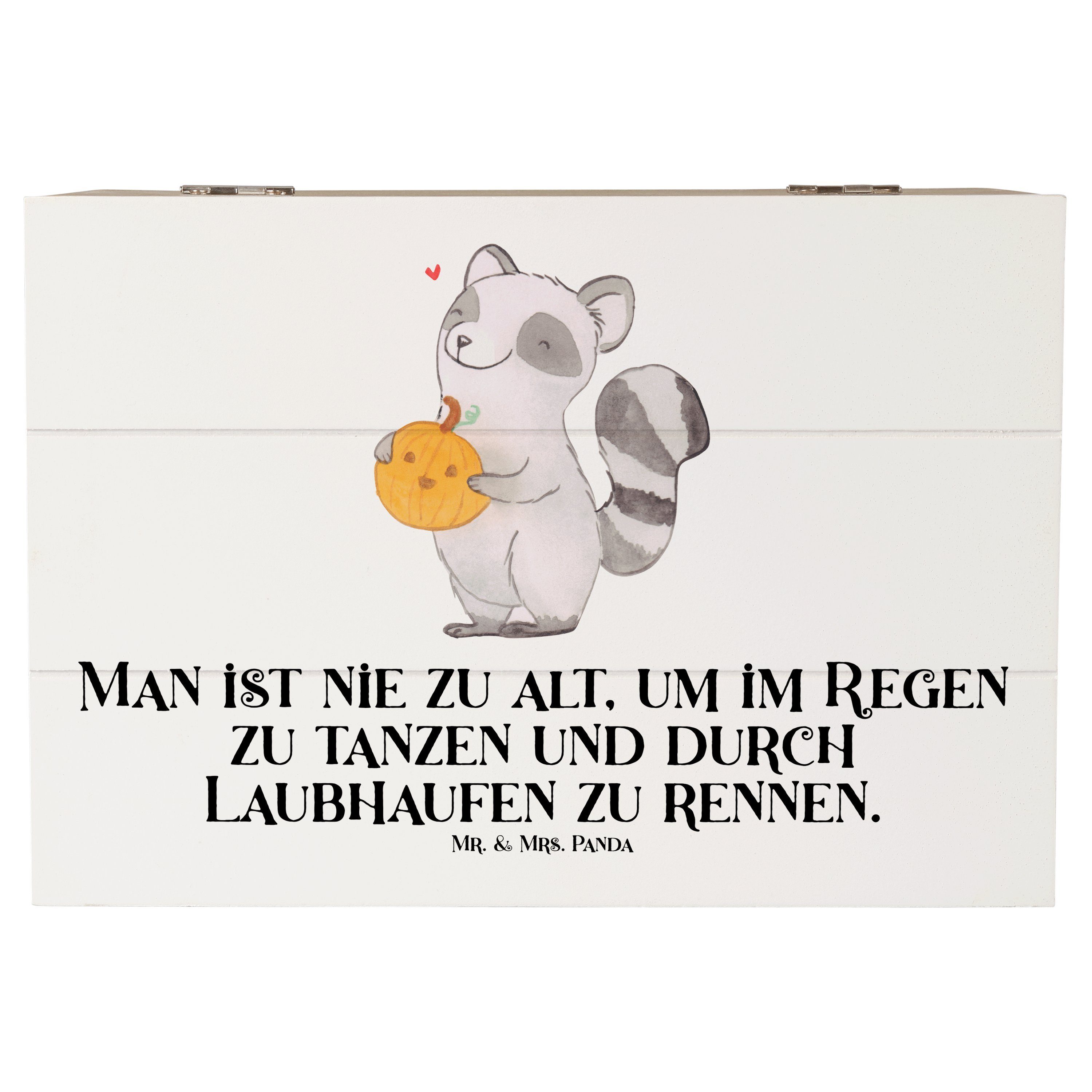 Mr. & Mrs. Panda Dekokiste 22 x 15 cm Waschbär Kürbis - Weiß - Geschenk, Schatulle, Geschenkdose (1 St), Handverlesene Designs