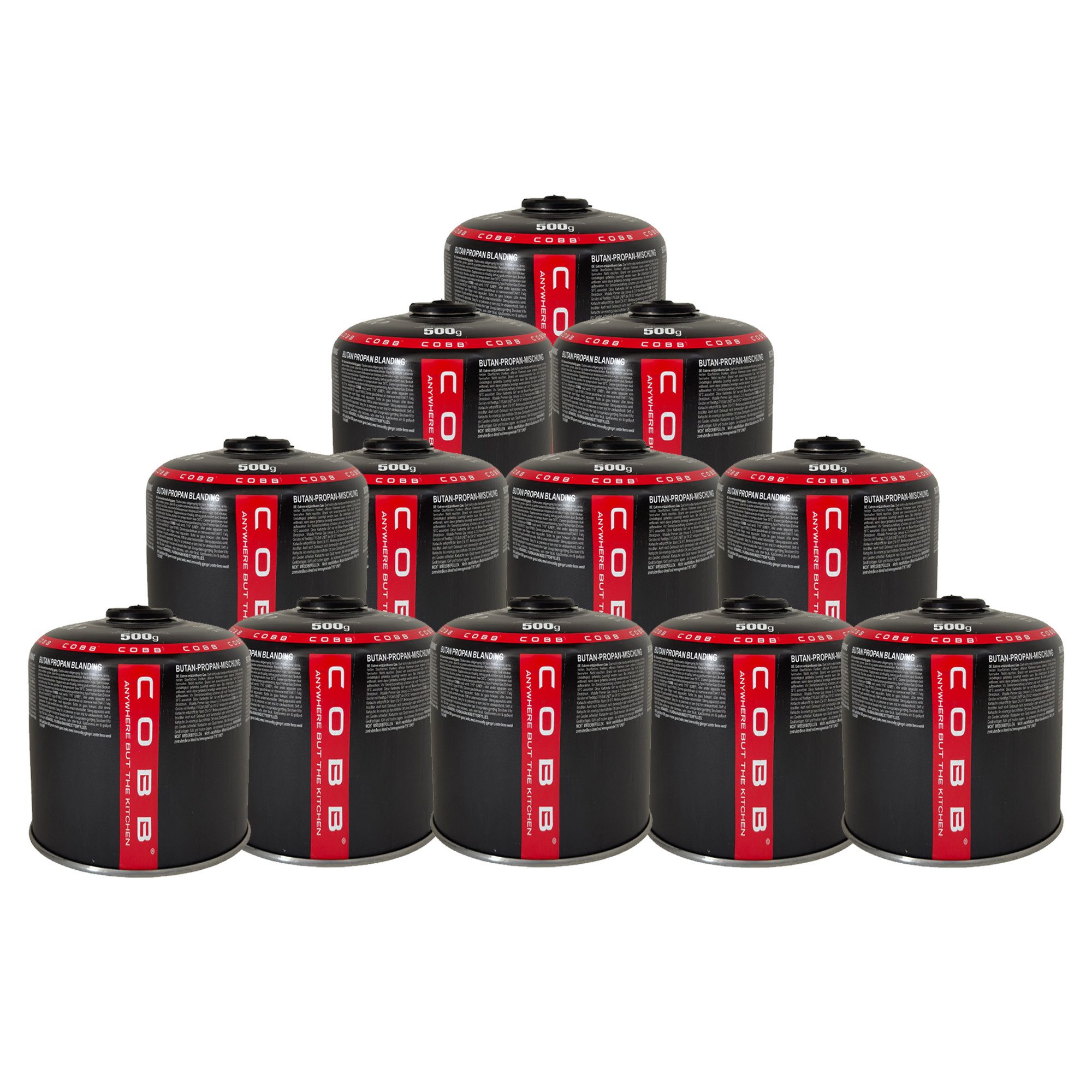 campingmann Gaskartusche 500g Schraubkartusche Butan Gas Universal Brennstoffflaschen, Zubehör für Gaskocher, Gasgrill, 12 St., mit Schraubventil