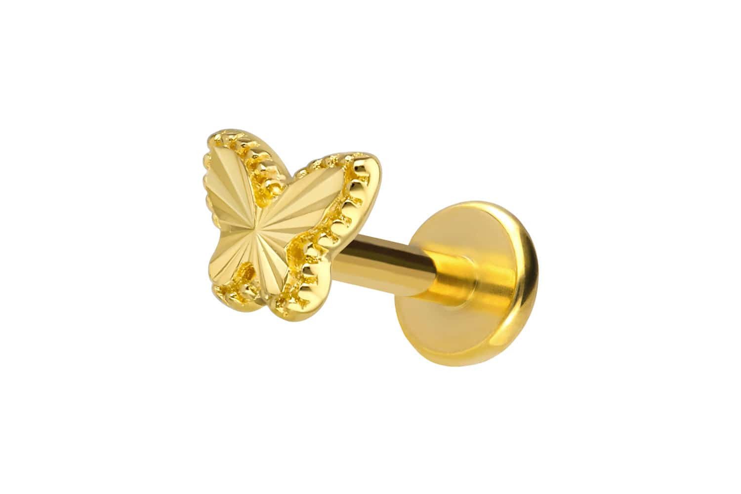 PIERCINGLINE Piercing-Set Titan Labret mit Innengewinde + 925er Silber Aufsatz SCHMETTERLING (Labrets, 1-tlg)