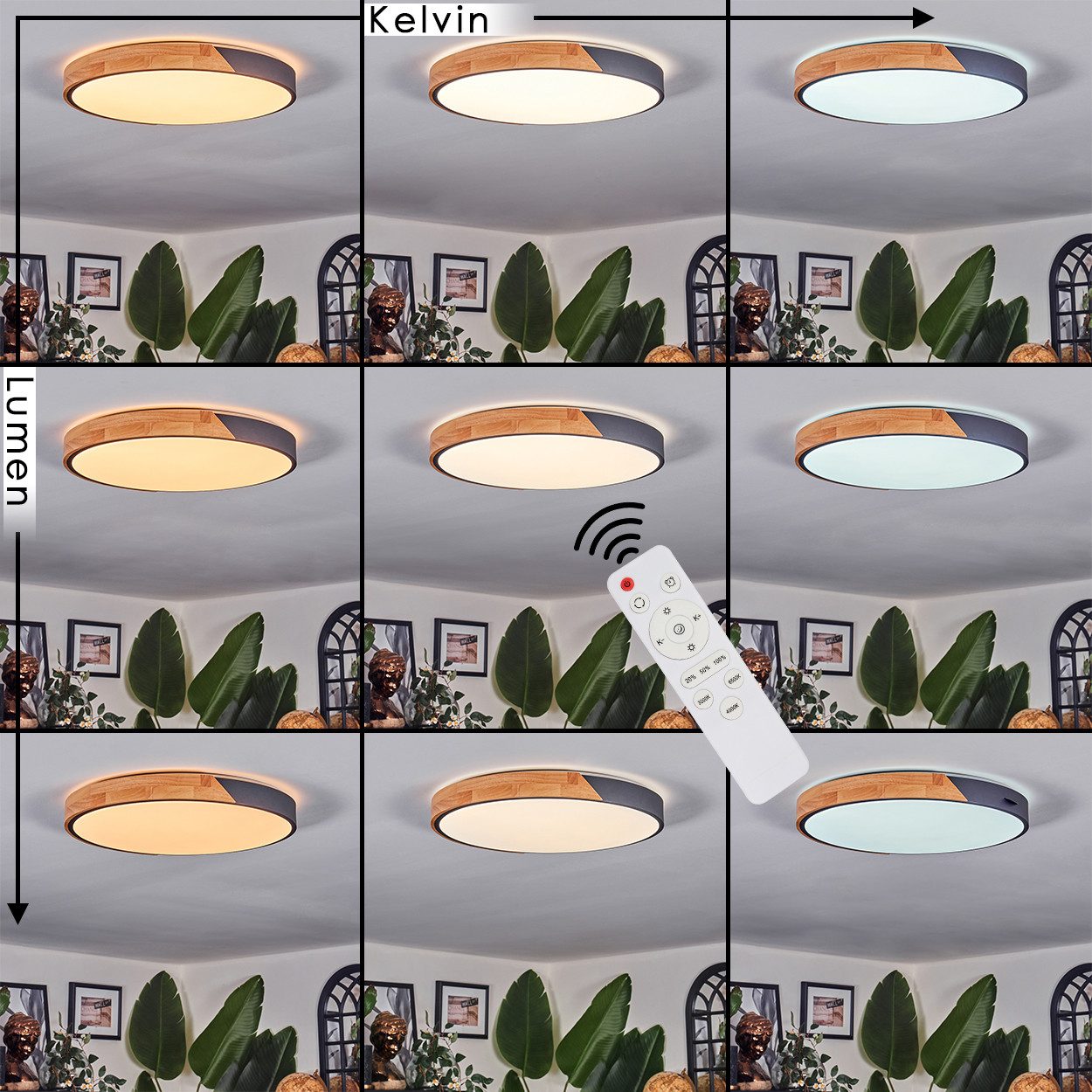 hofstein Deckenleuchte Deckenlampe aus Metall/Holz/Kunststoff in Natur/Schw günstig online kaufen