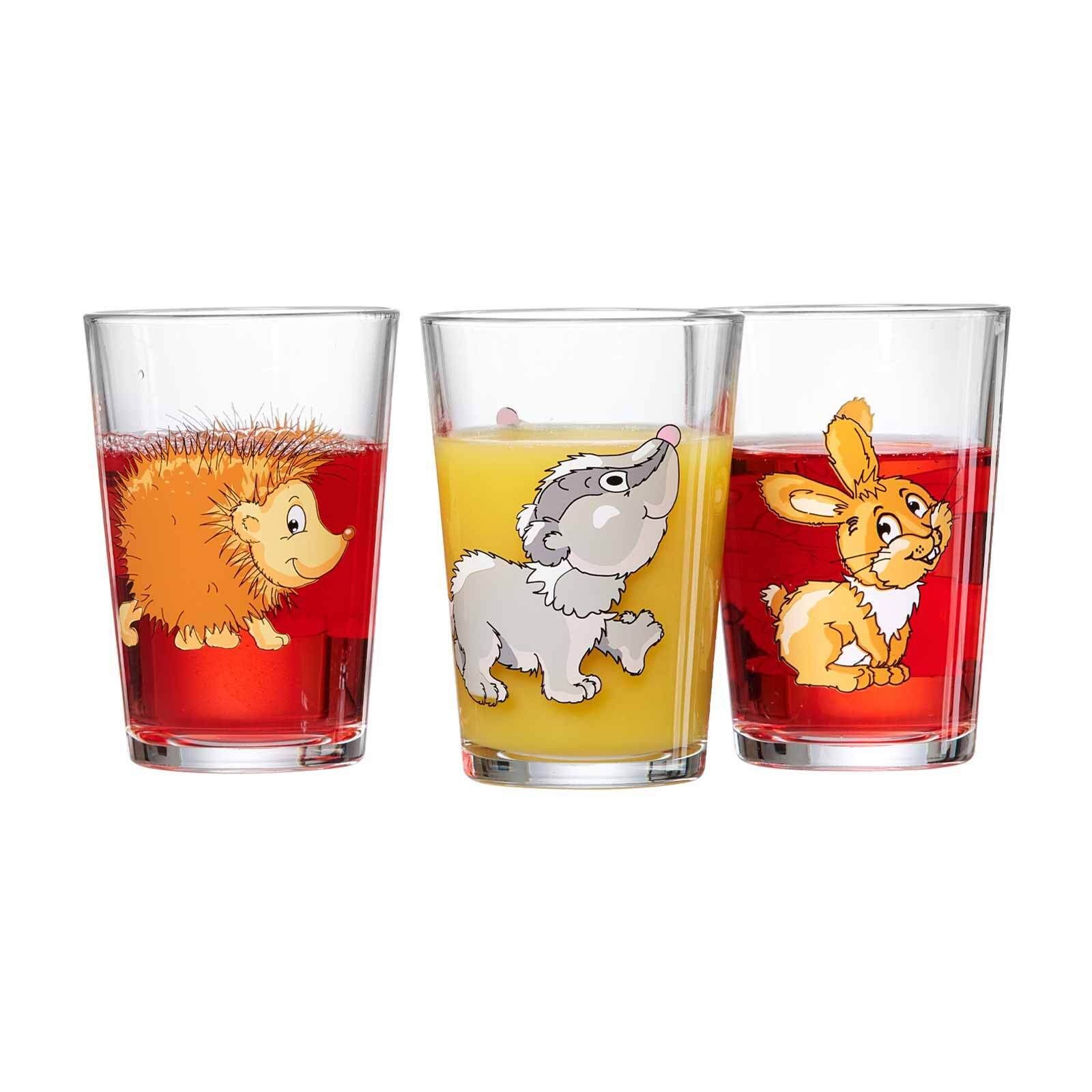 Ritzenhoff & Breker Kinderbecher Waldtiere Kindergläser 205 ml 3er Set, 3-tlg., Glas