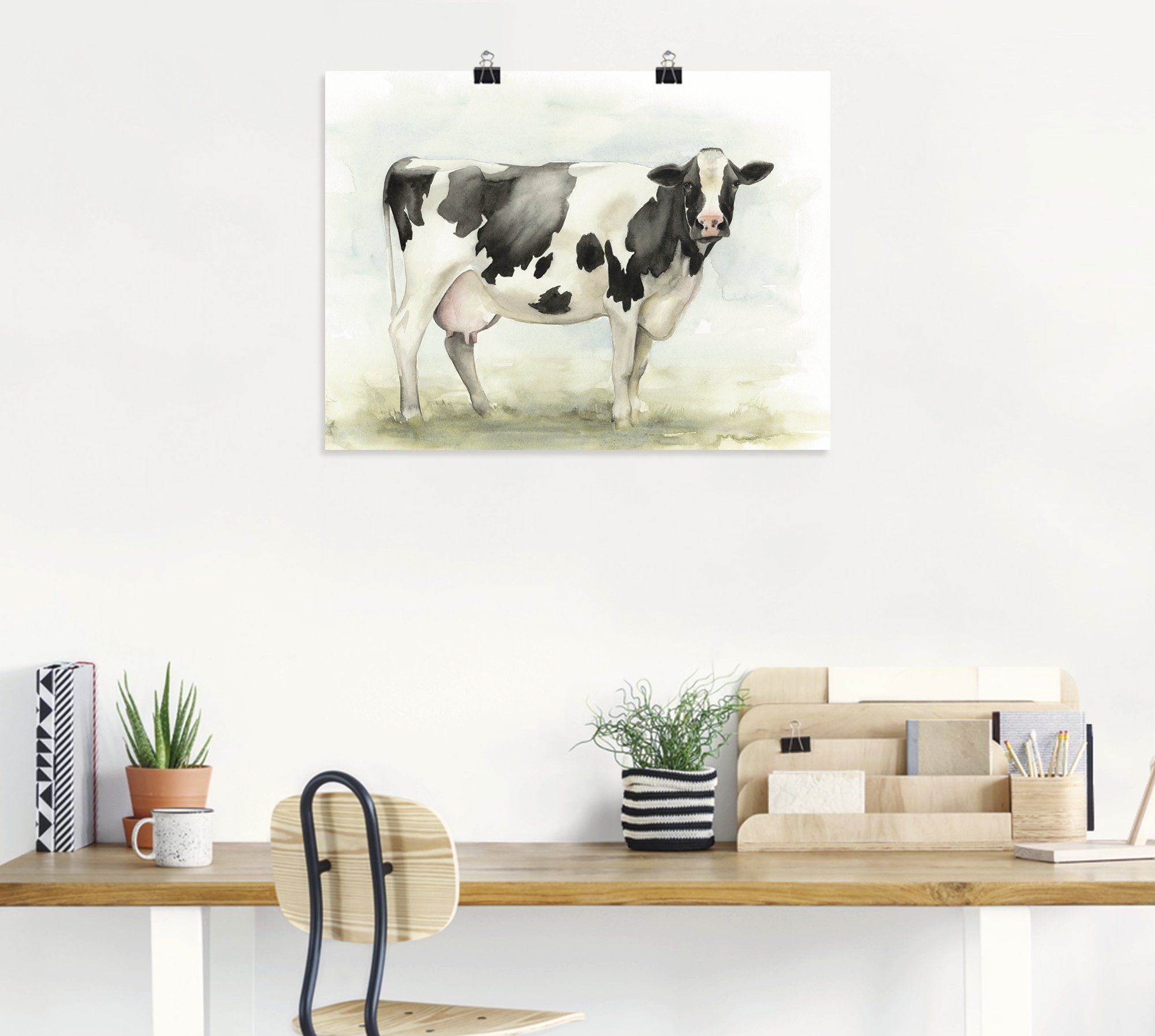 als versch. Poster Größen Kuh St), Alubild, oder Wasserfarben Leinwandbild, in I, Artland Wandaufkleber Haustiere (1 Wandbild