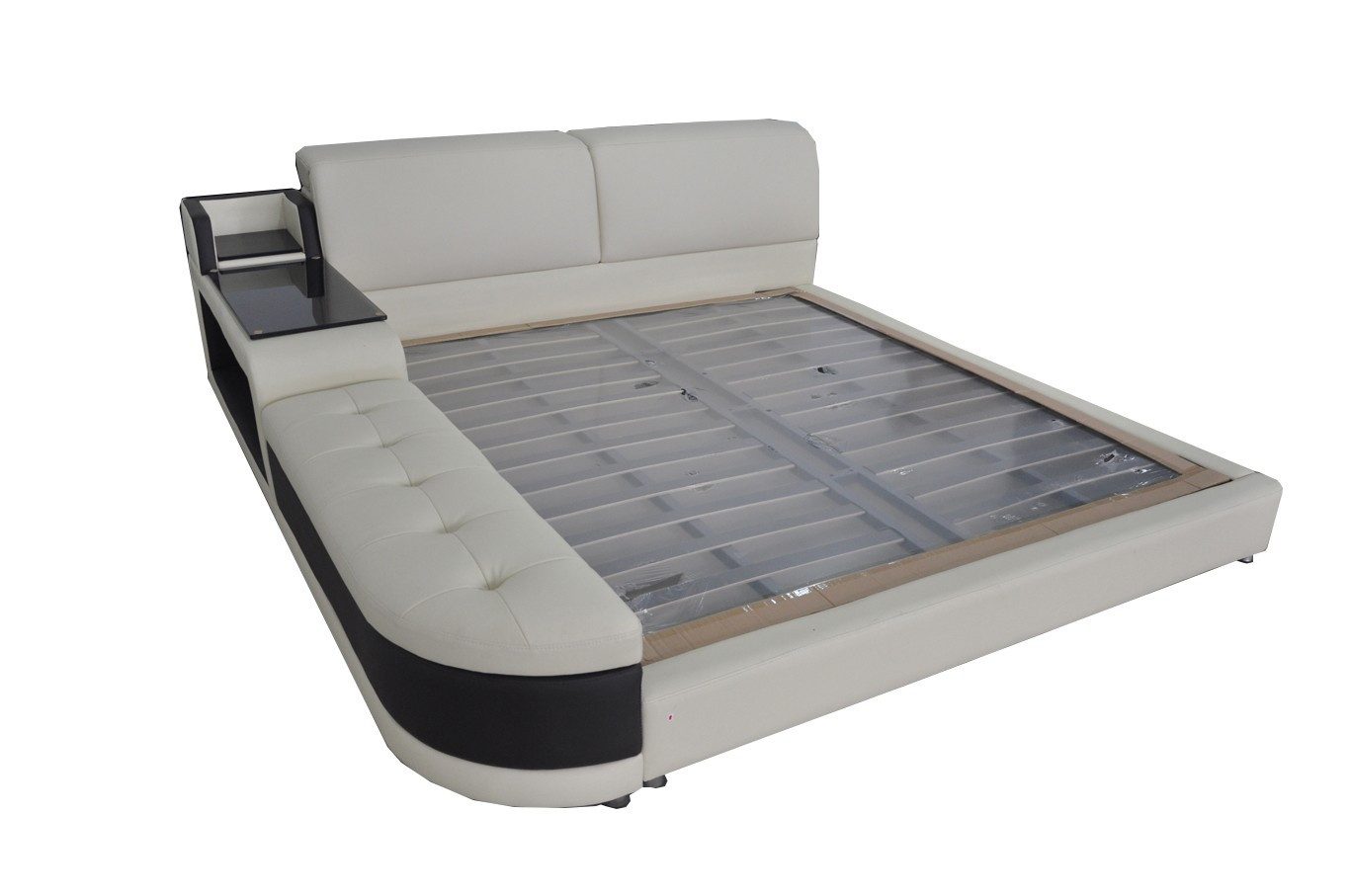 JVmoebel Polsterbett Luxus Polsterbett mit USB-Anschlüssen und Lederbezug (Bett "LB8820), Made in Europa