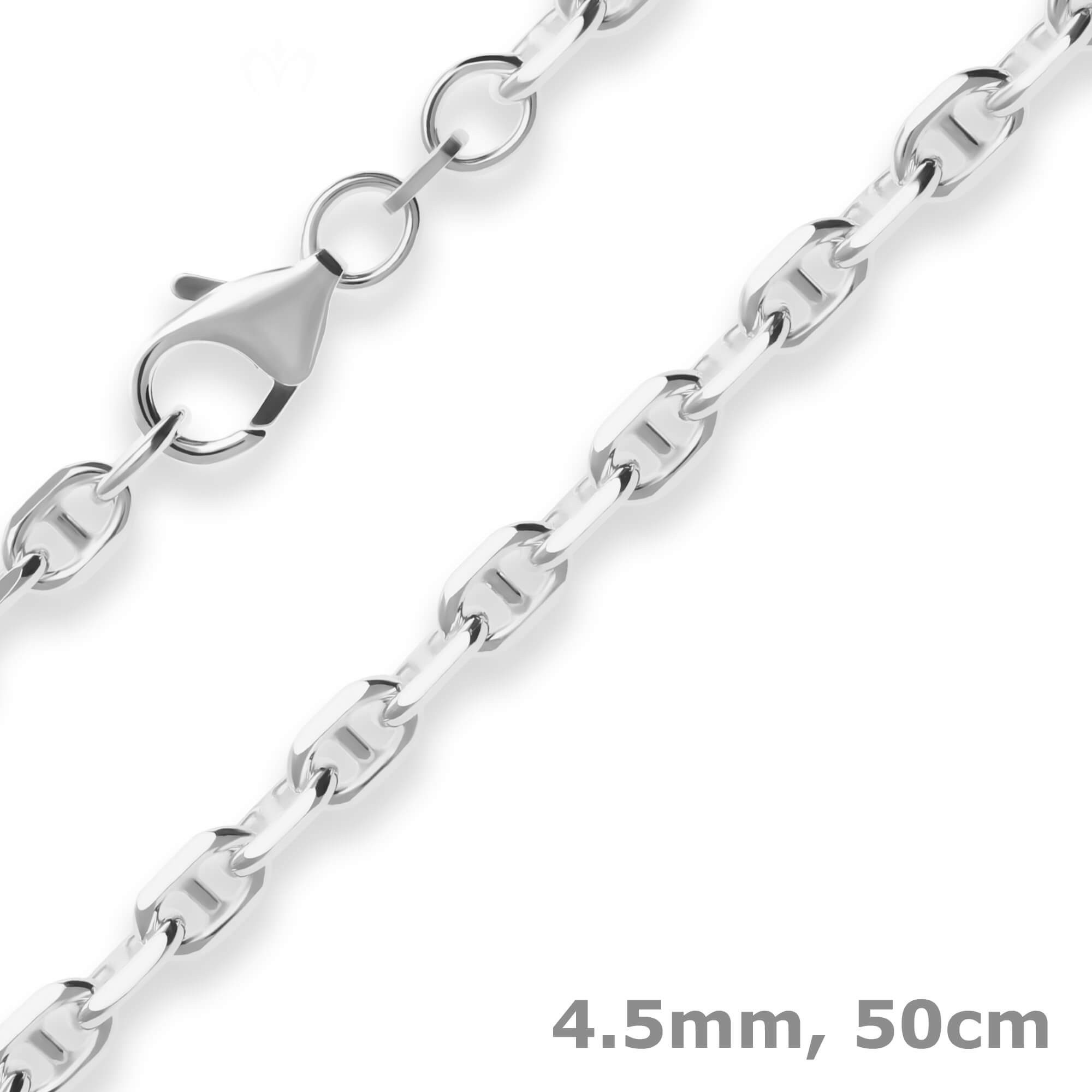 Silberkette 4,5mm Ankerkette-Steg aus 925 Silber 50cm