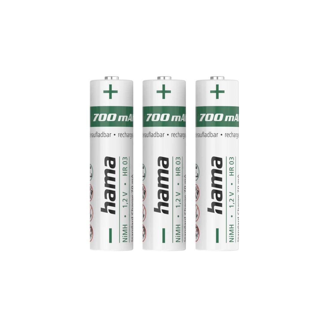 Hama NiMH-Akku: AAA Micro 700mAh, 1,2V - 3 Stück Akku-Set
