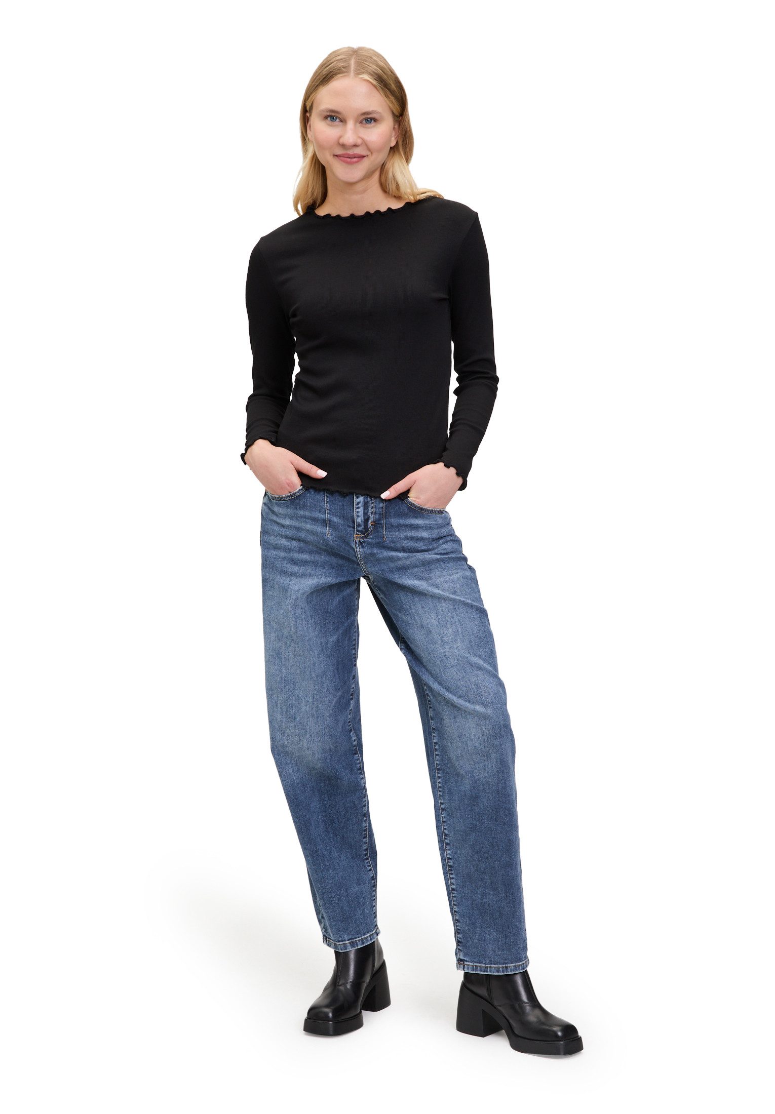 Cartoon Kurzarmshirt Damen mit Kragen (1-tlg)