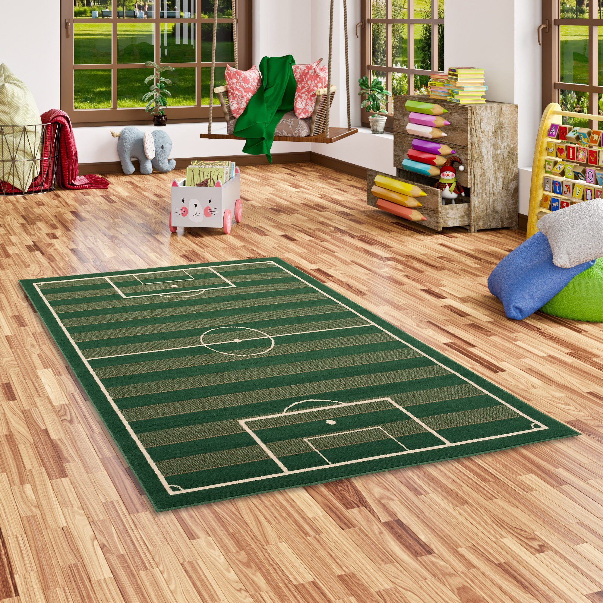 Pergamon Kinderteppich Trendline Teppich Fussballplatz, Rechteckig, Höhe: 8 mm