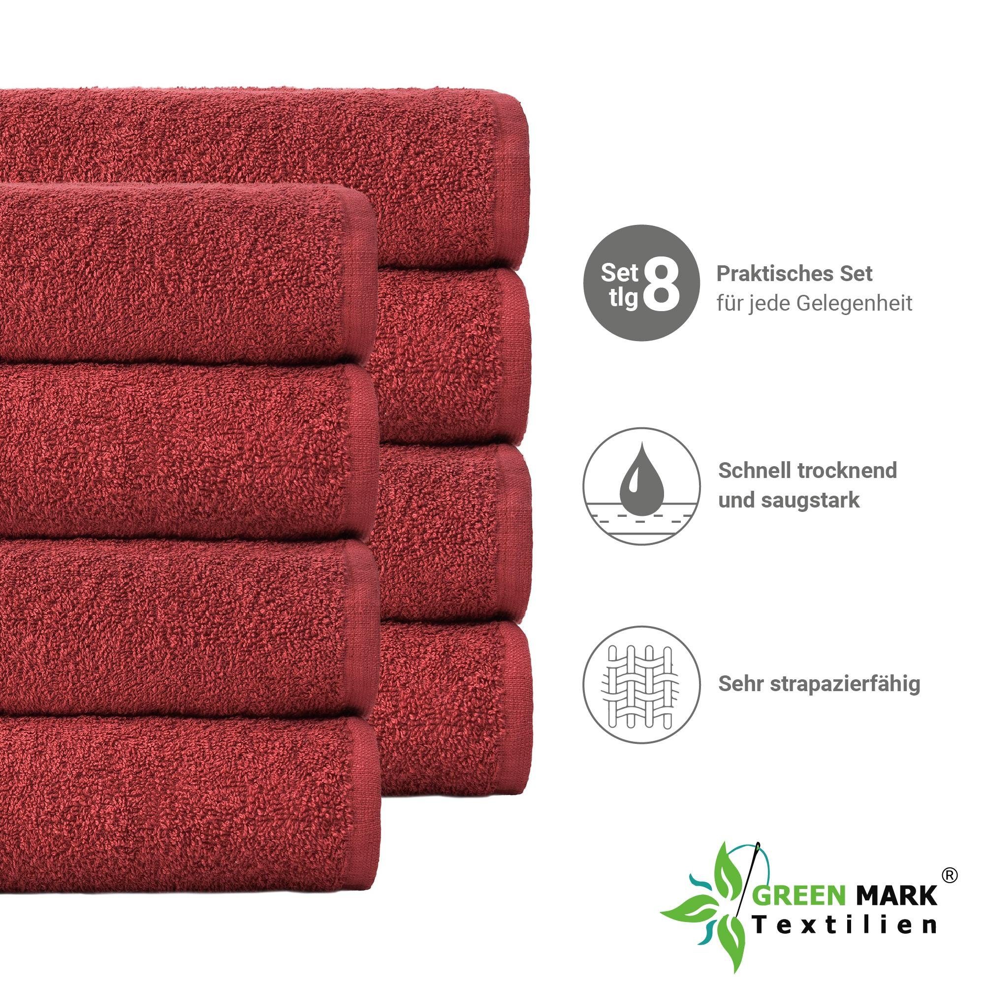 NatureMark Handtücher Handtuch 400gsm Baumwolle CM 50 50 100cm 100 x Bordeaux 100% rot, 8X (8-St), (8er-Set), 100% Baumwolle, X Handtücher