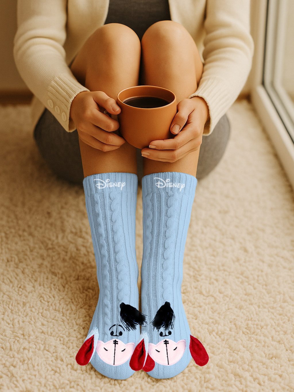 United Labels® Haussocken Disney I-Aah Esel Hüttensocken Winnie Puuh Kuschelsocken Sherpa