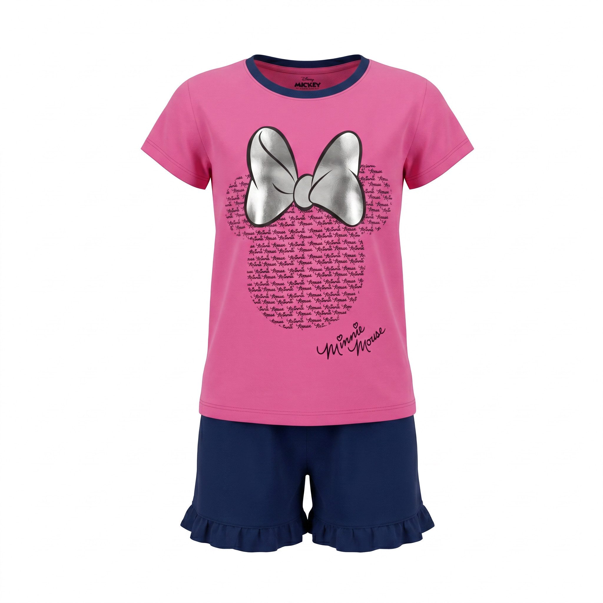 Disney Schlafanzug Minnie Maus Mädchen Kinder Jugend kurzarm Pyjama Gr. 134 bis 164, 100% Baumwolle