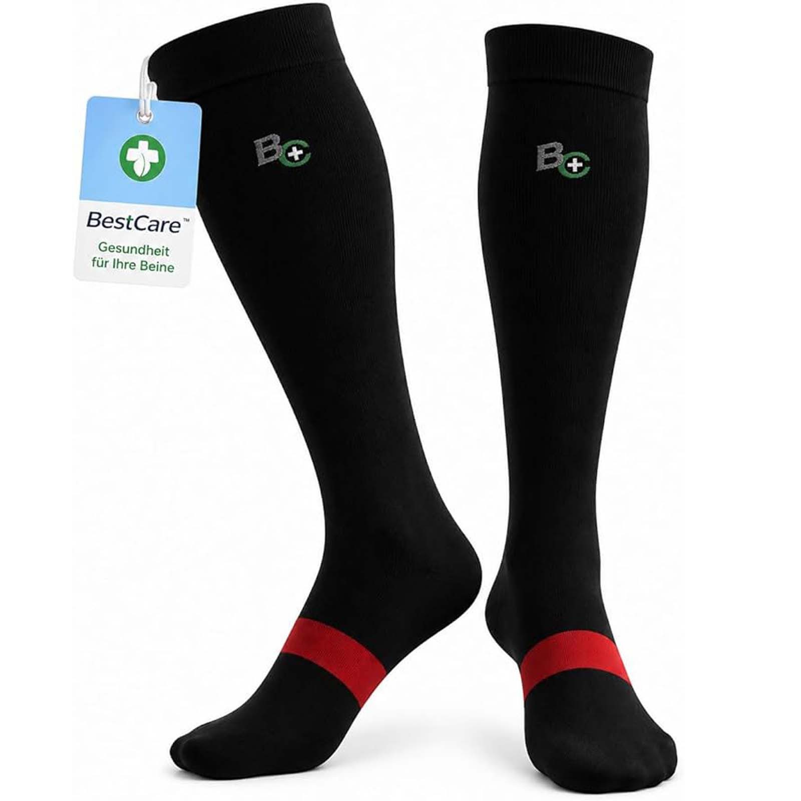 Chili Lifestyle Strümpfe BestCare Kompressionsstrümpfe für Damen & Herren aus Baumwolle (Kompressionssocken & Stützstrümpfe für Sport, Reise, Running & Regeneration, 2-Paar) Komfortbund Kniestrümpfe Atmungsaktive Thrombosestrümpfe Unisex