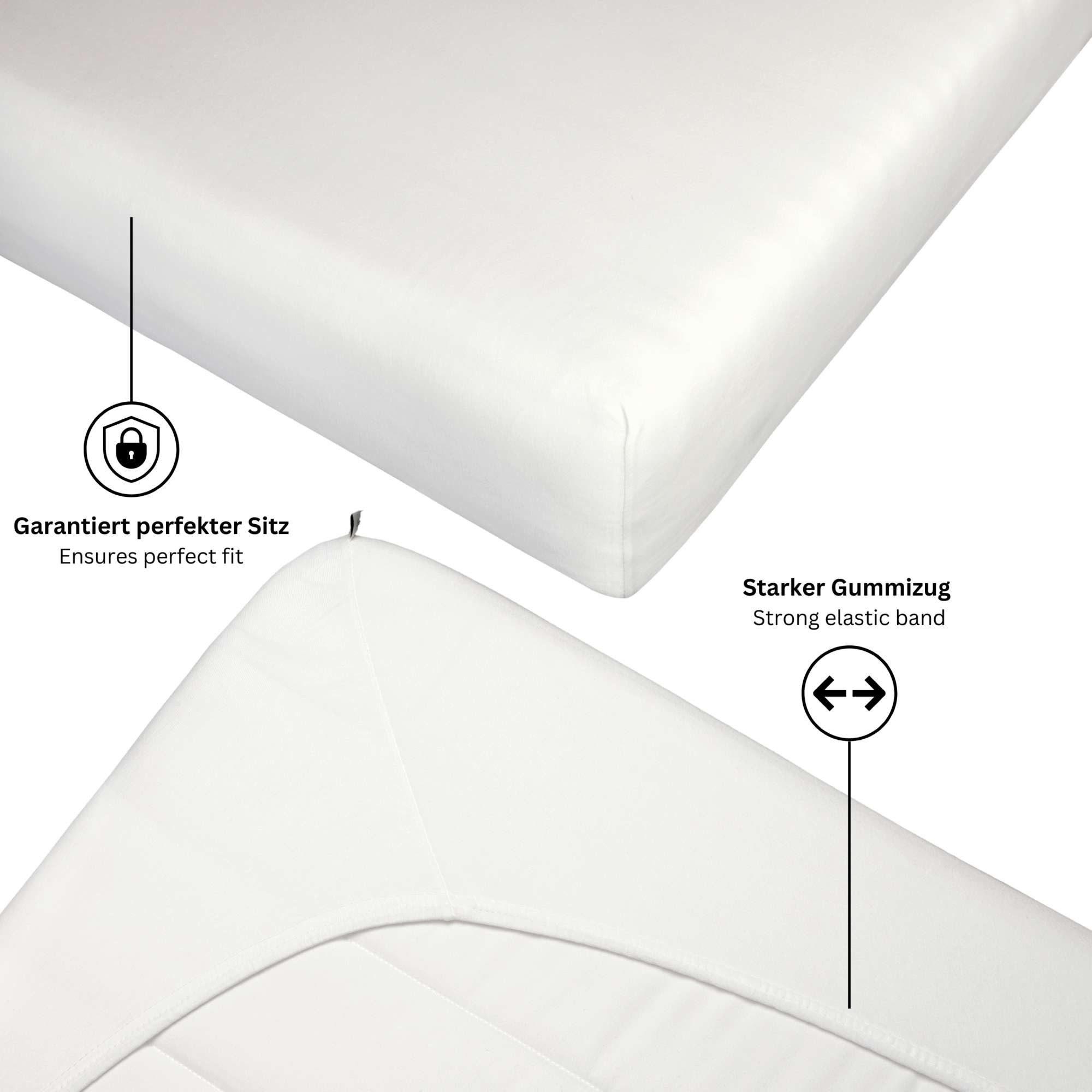 Esprit Spannbettlaken PREMIUM Spannbettlaken, Mischgewebe, Gummizug: rundum, (2 Stück), 100 x 200 cm - 2er Set in Weiss – Bild 3 von 5