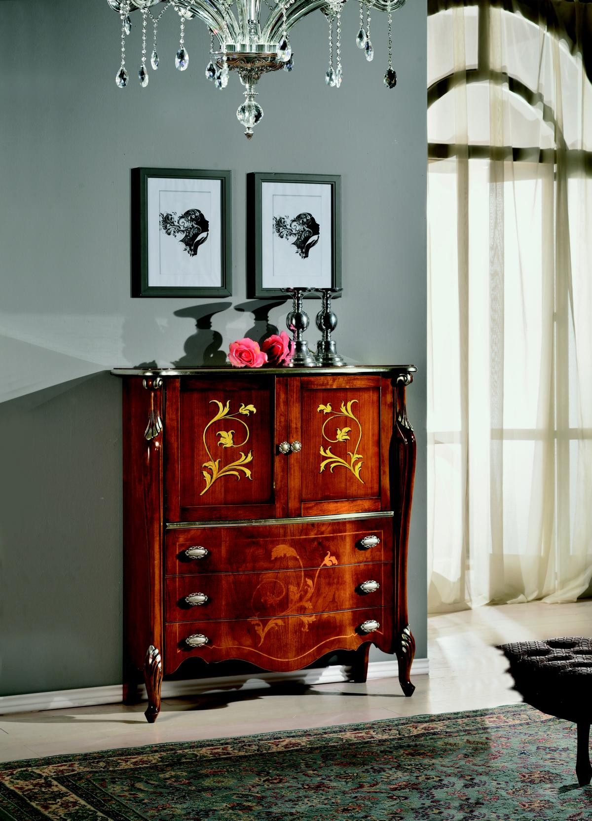 JVmoebel Kommode Barock-Kommode aus Holz in warmem Braun von Tarocco Vaccari (1 St), Made in Europa