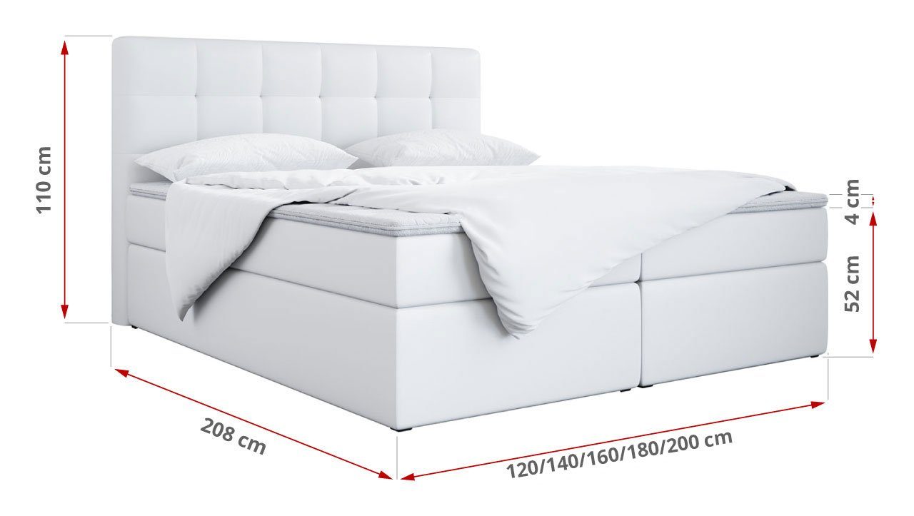 MÖBEL Boxspringbett MKS Polsterbett TOP2, mit Multipocket-Matratze, Stauraumbett