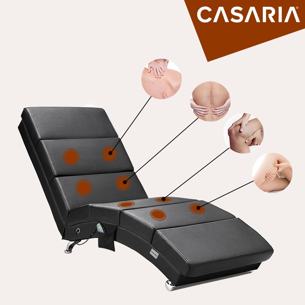 Casaria Relaxliege London Massage, 1 Teile, Massage Heizfunktion 186x89x55cm Kunstleder Gepolstert 180kg Belastbar – Bild 4 von 5