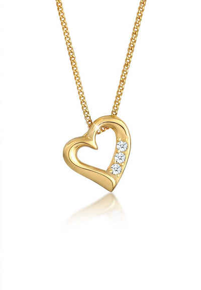 Elli DIAMONDS Collierkettchen Herz Liebe Diamant (0.045 ct) 585 Gelbgold