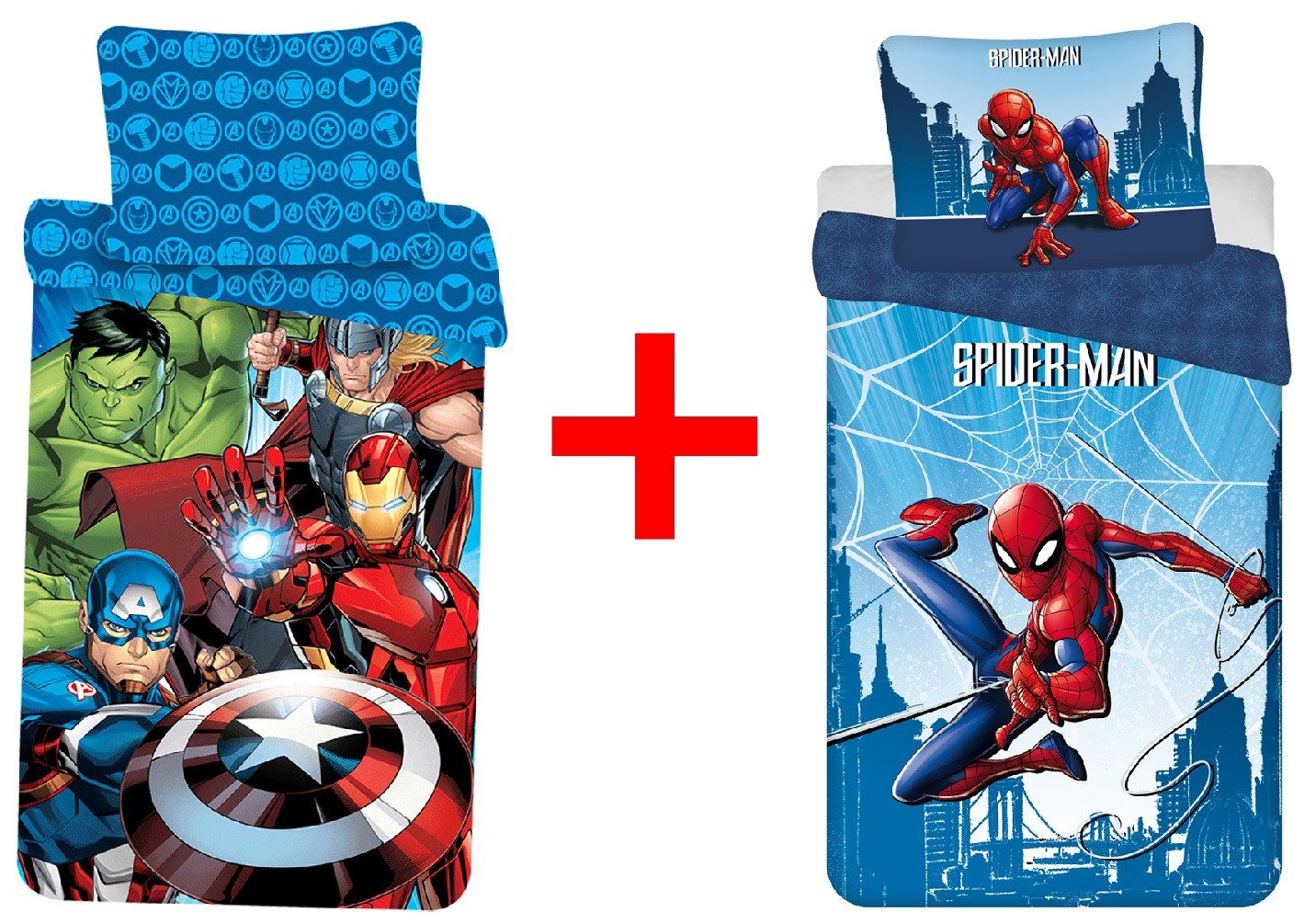 Jerry Fabrics Kinderbettwäsche Marvel Avengers + Spider-Man, 2 x Постельное белье-Sets Cartoon Movie, Renforcé, 2 teilig
