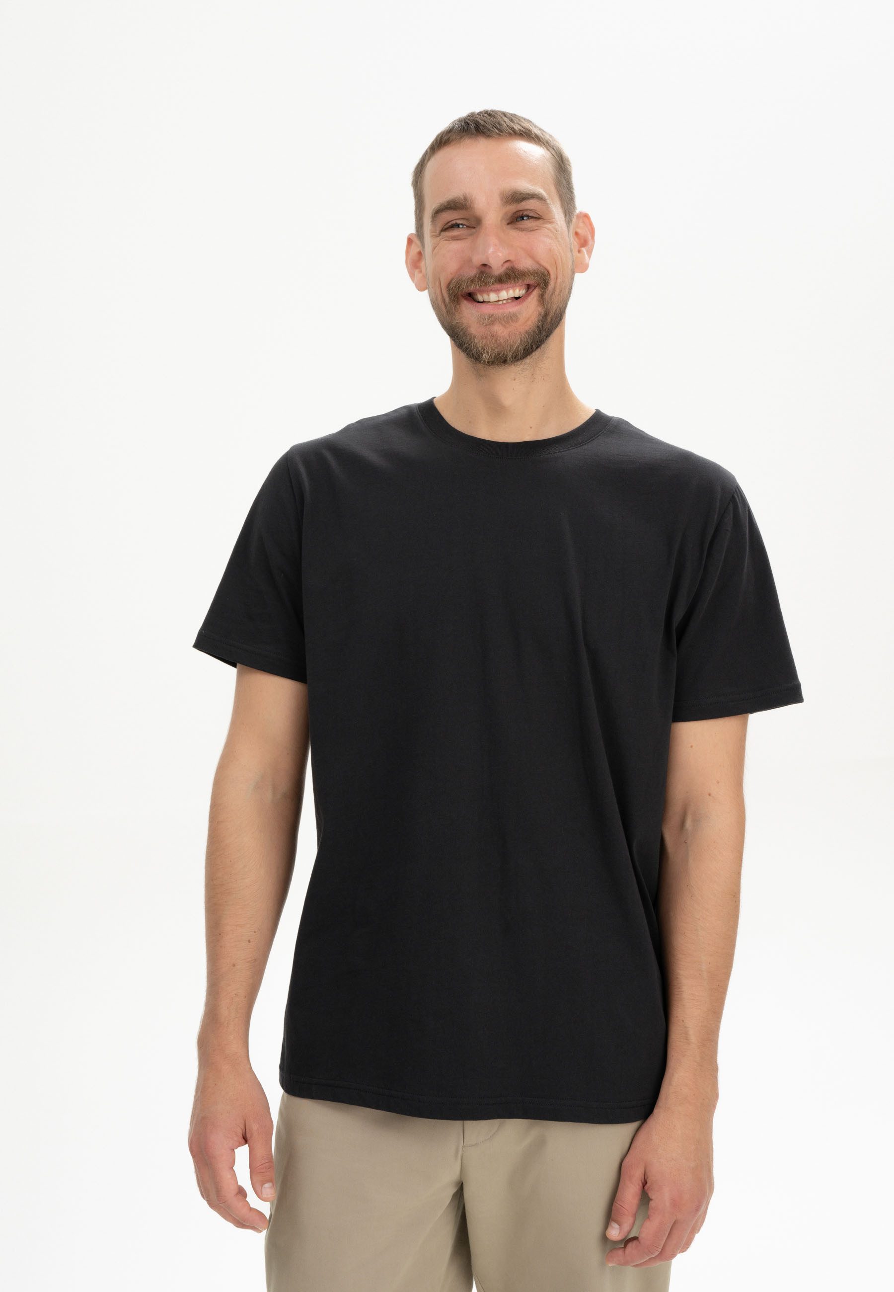 MELA Kurzarmshirt T-Shirt Style SADHIL Fein gerippter Kragen