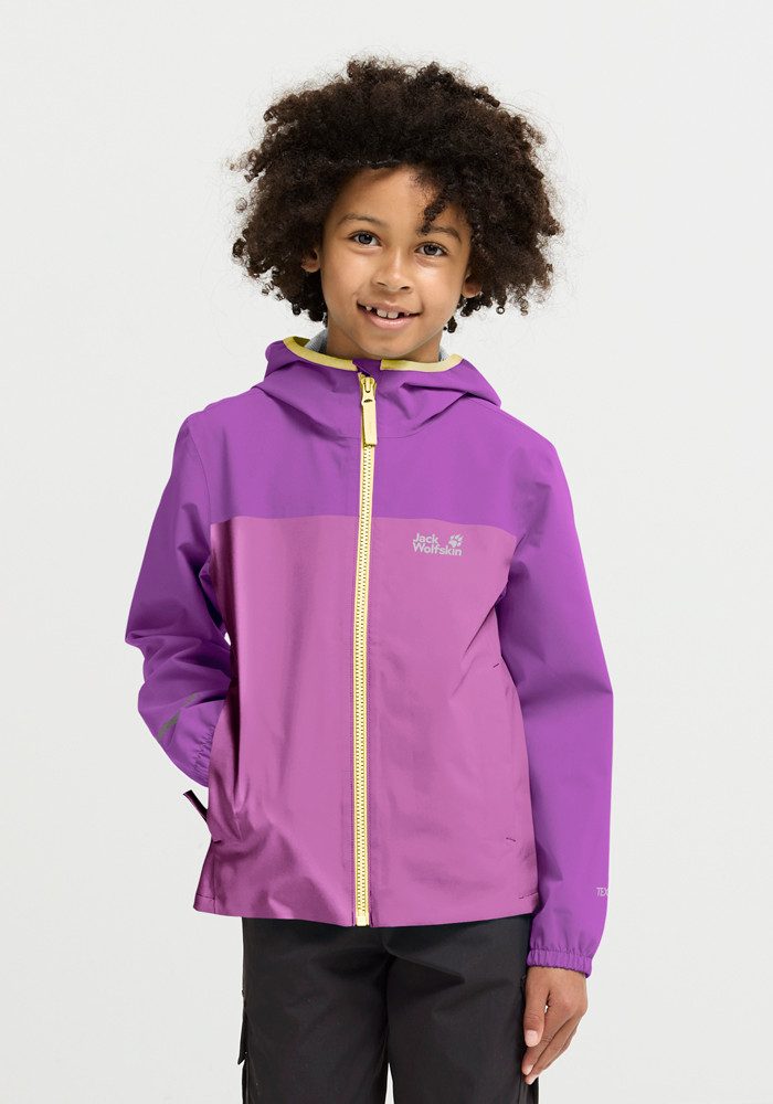 Jack Wolfskin Regenjacke ADVENTURETRIBE 2L JKT K atmungsaktiv, wasserdicht, mit Reißverschluss, normale Länge