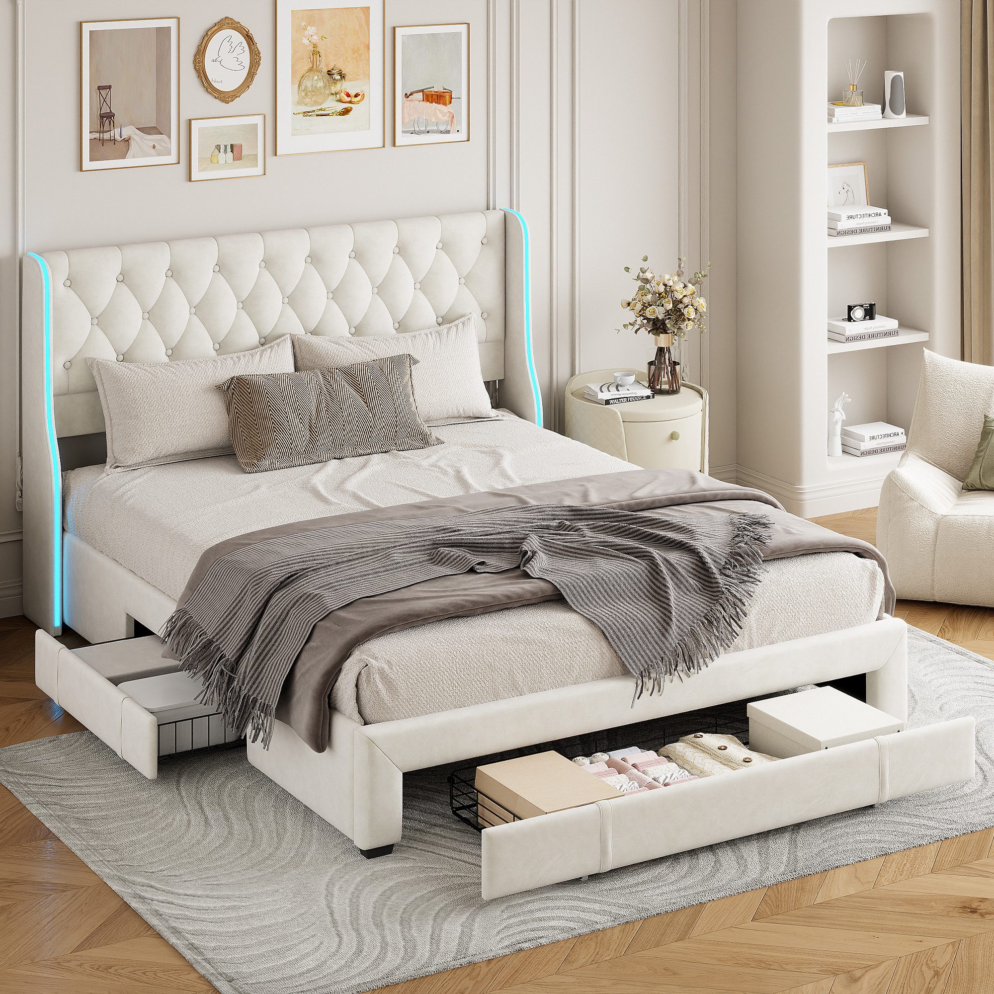 Furnishings Home Stauraumbett Polsterbett Doppelbett modernes Design Cheste günstig online kaufen