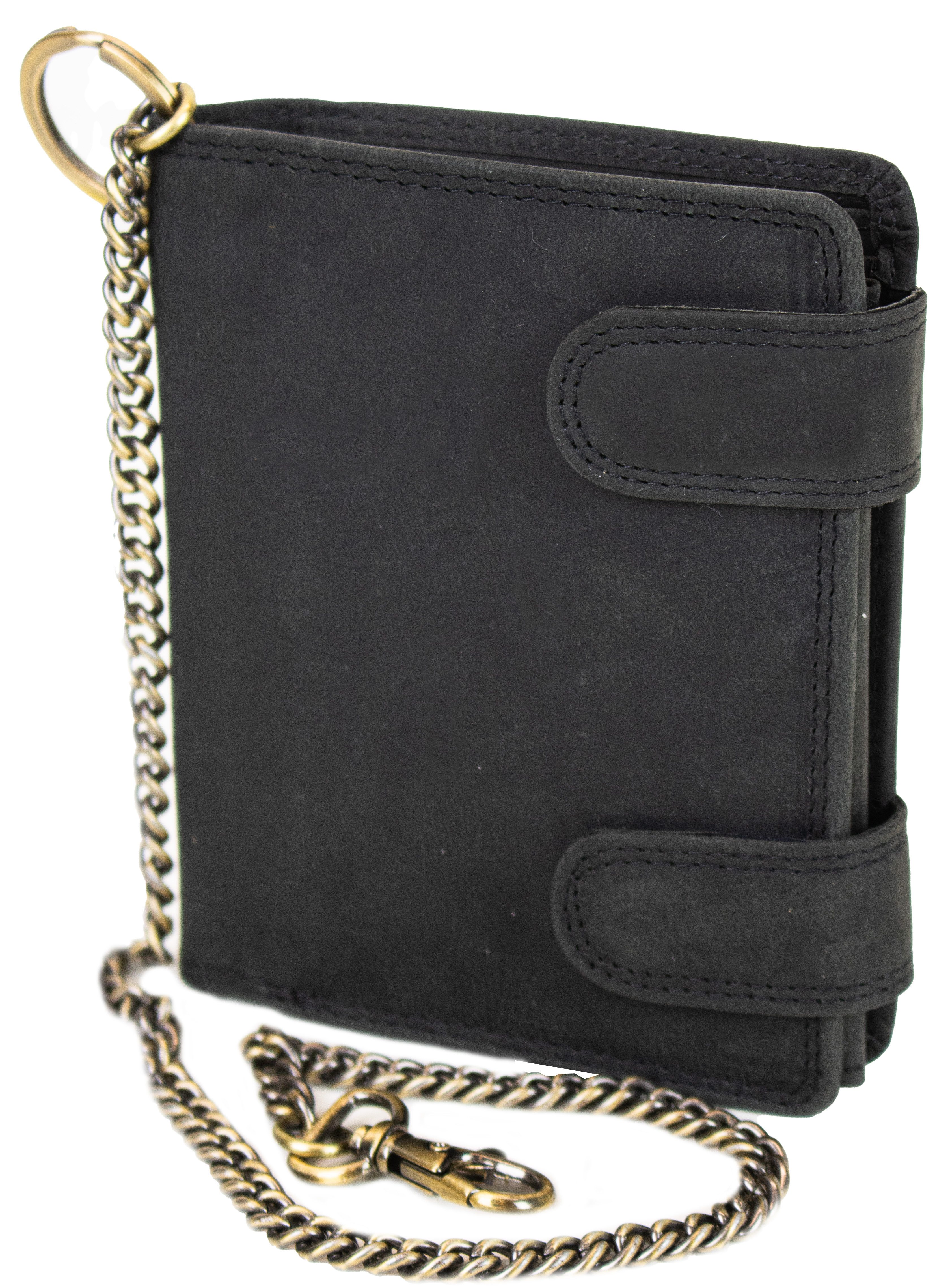 MDM Geldbörse Geldbörse echt Leder Biker Portemonnaie mit Kette, 100 % Rind günstig online kaufen