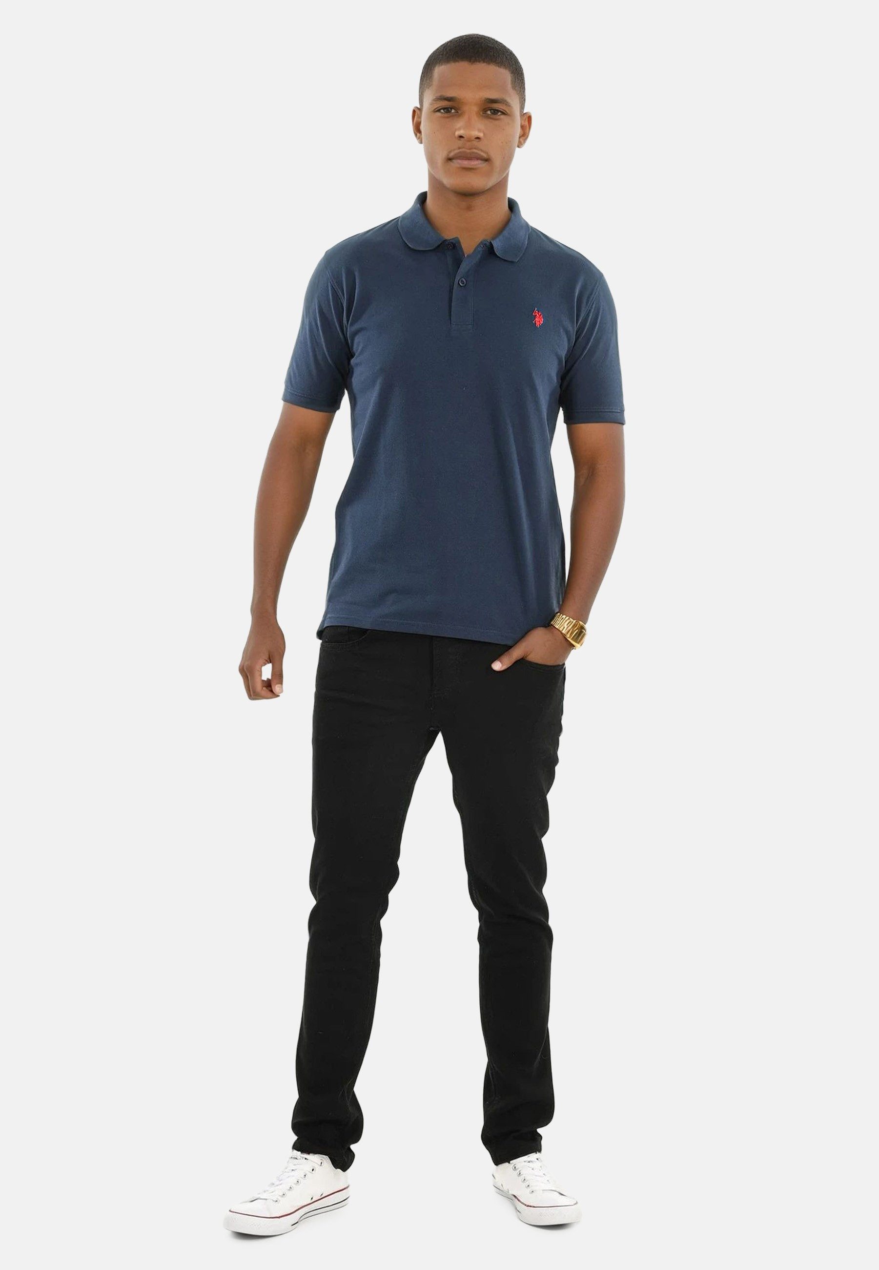 U.S. Polo Assn. Poloshirt USArrchie – Herren Classic Fit kurzarm mit Logo-Stickerei Mit Flachstrick-Kragen, Knopfleiste und elastischer Baumwollmischung
