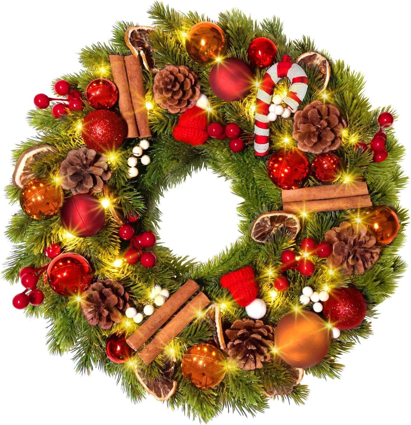 FELIXLEO Dekokranz GlobaLink Weihnachtskranz 40cm, 40 LED Türkranz