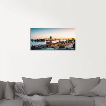 Artland Glasbild Hamburg Hafen und Landungsbrücken, Deutschland (1 St), in verschiedenen Größen