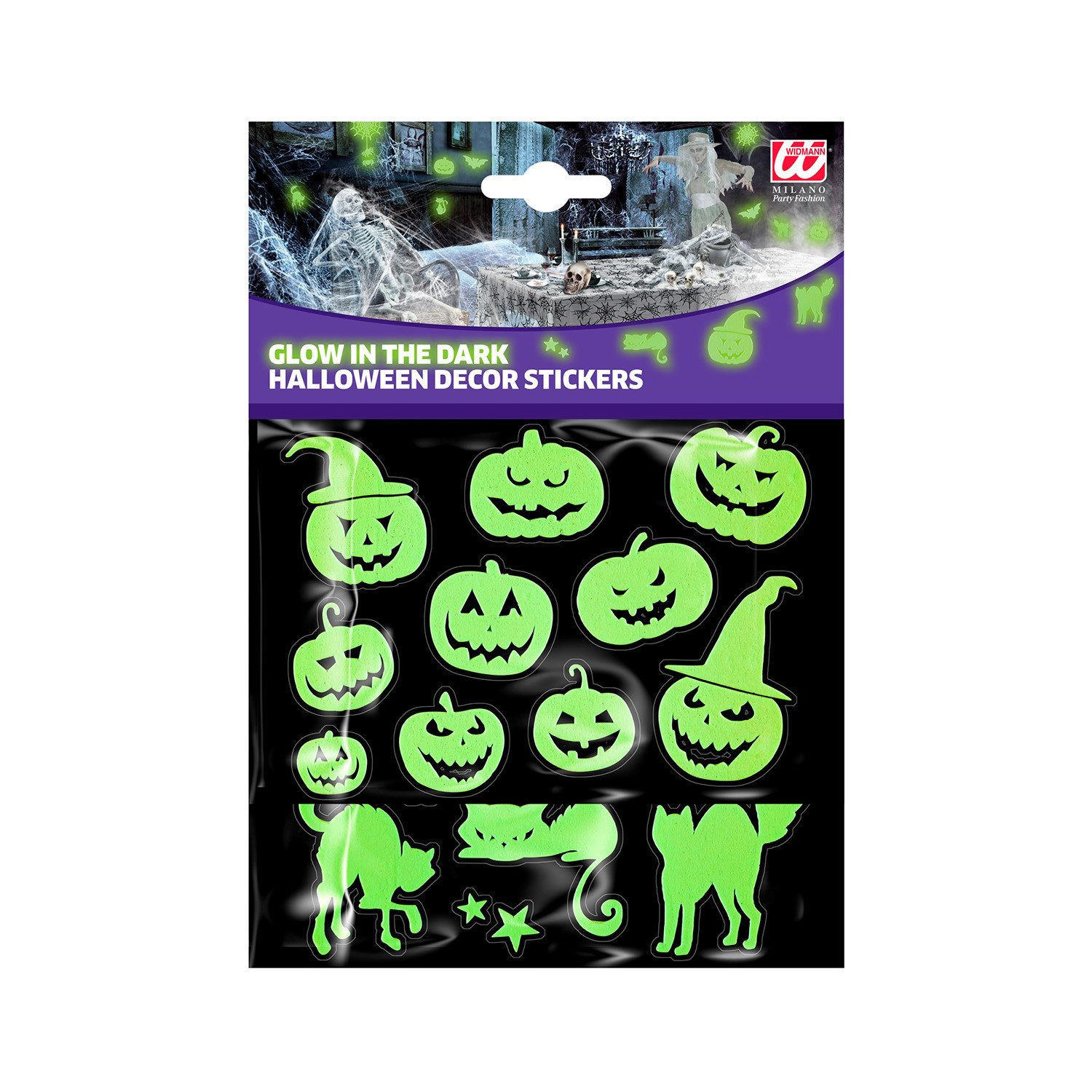 Widmann S.r.l. Dekoobjekt Leuchtende Halloween Deko Sticker 'Kürbis und Katz von Widmann S.r.l.