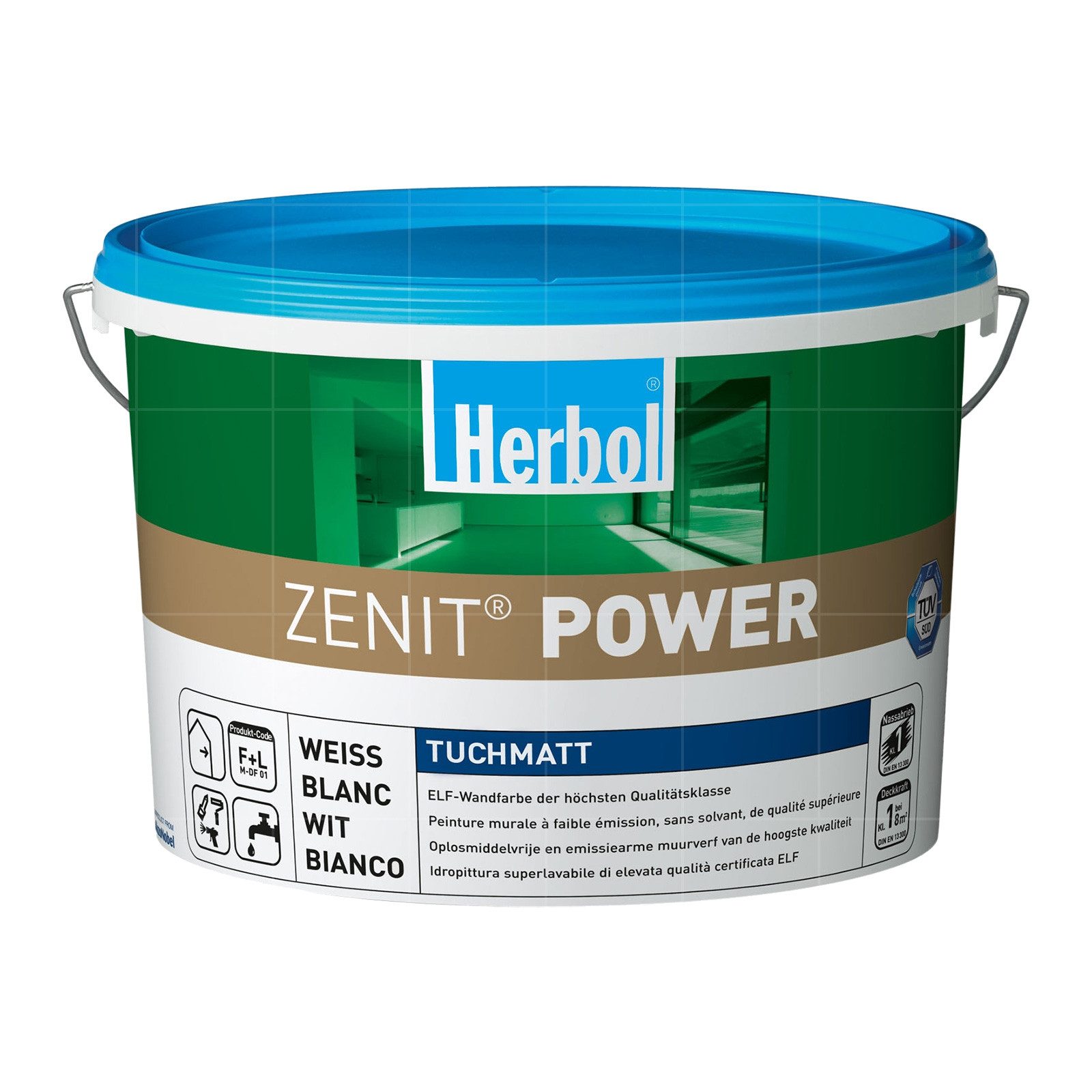 Herbol Wandfarbe Zenit Power Tuchmatt - 12.5 Ltr (Weiss)