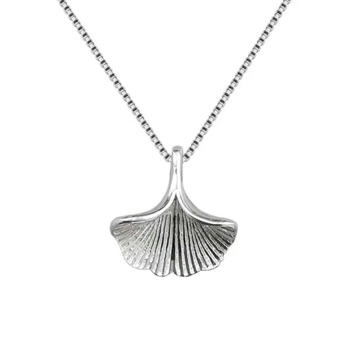 Silberkette Damen Kette mit Ginkgo Silberanhänger Halskette Liebe Glück Gesundheit