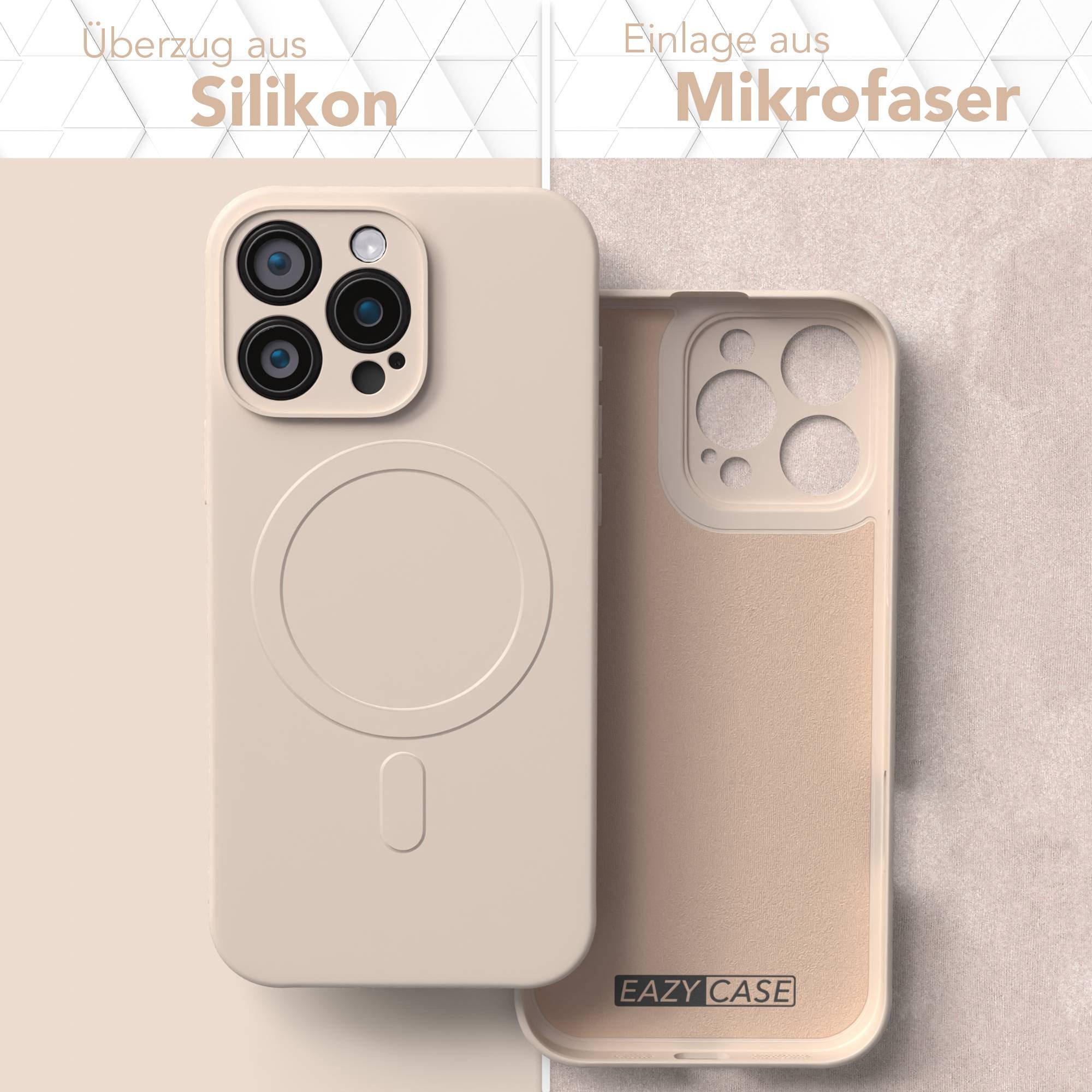 EAZY CASE Handyhülle für Apple iPhone 16 Pro Max Hülle Silikon 6,9 Zoll, Schutzcase mit MagSafe Slimcover Silikonschutzhülle elastisch Taupe