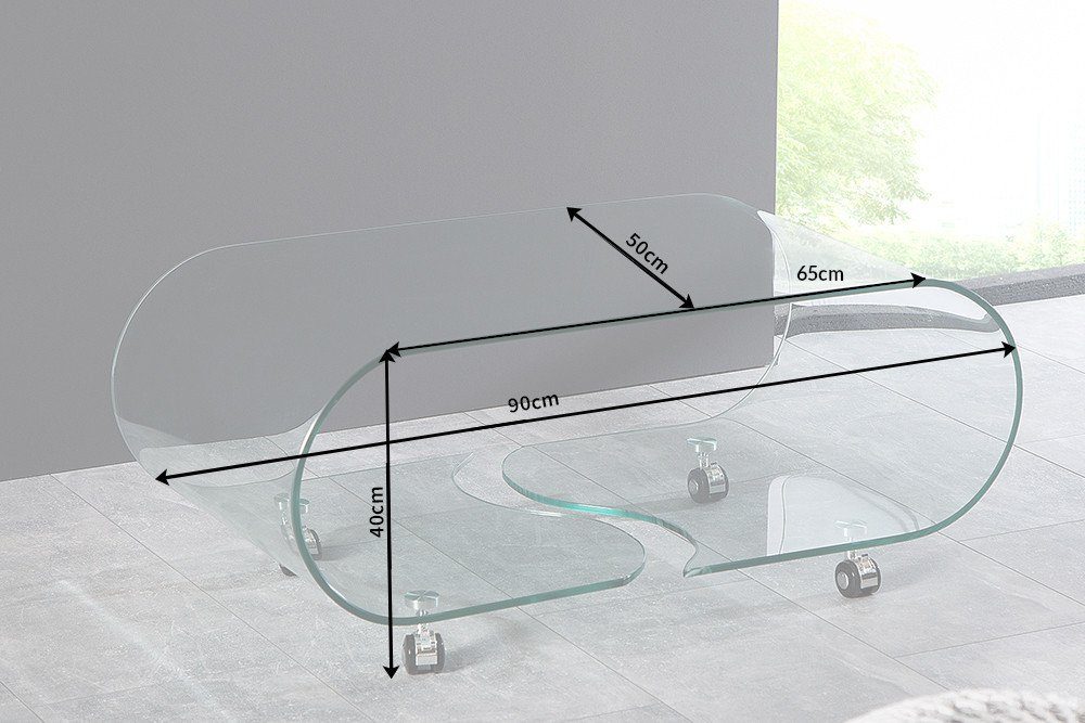 90cm rund riess-ambiente · transparent, FANTOME Design auf Rollen Couchtisch · Modern · · Glas Wohnzimmer