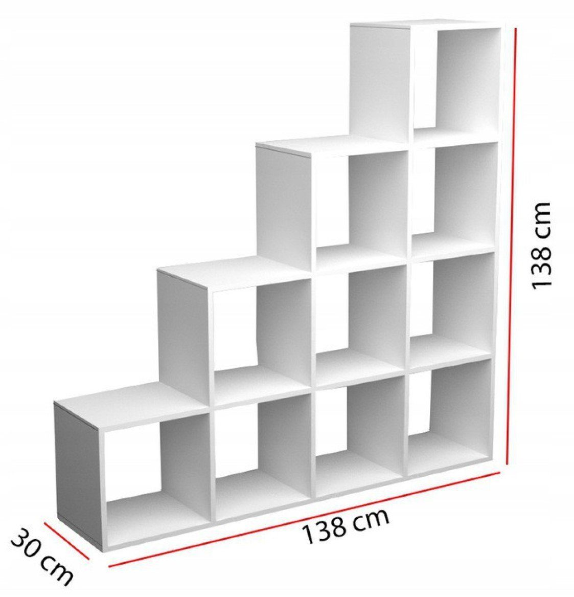 Stufenregal Standregal Bücherregal pressiode Fächer Holz Treppenregal 10 weiss Stufenregal Regal Raumteiler