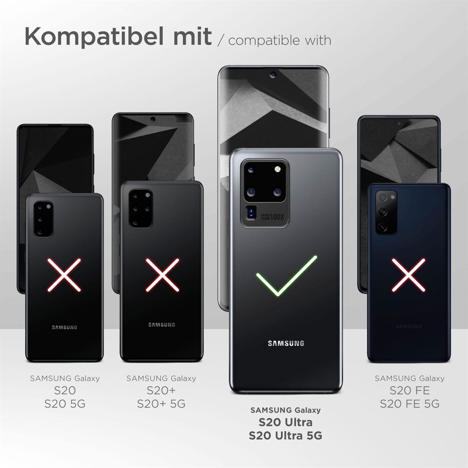 ONEFLOW Handyhülle für Samsung Galaxy S20 Ultra Premium Hülle Business Cover Blau 6,9 Zoll, 360 Grad Schutzhülle Flip Case Etui Klapphülle Dünn Leder Handy Tasche
