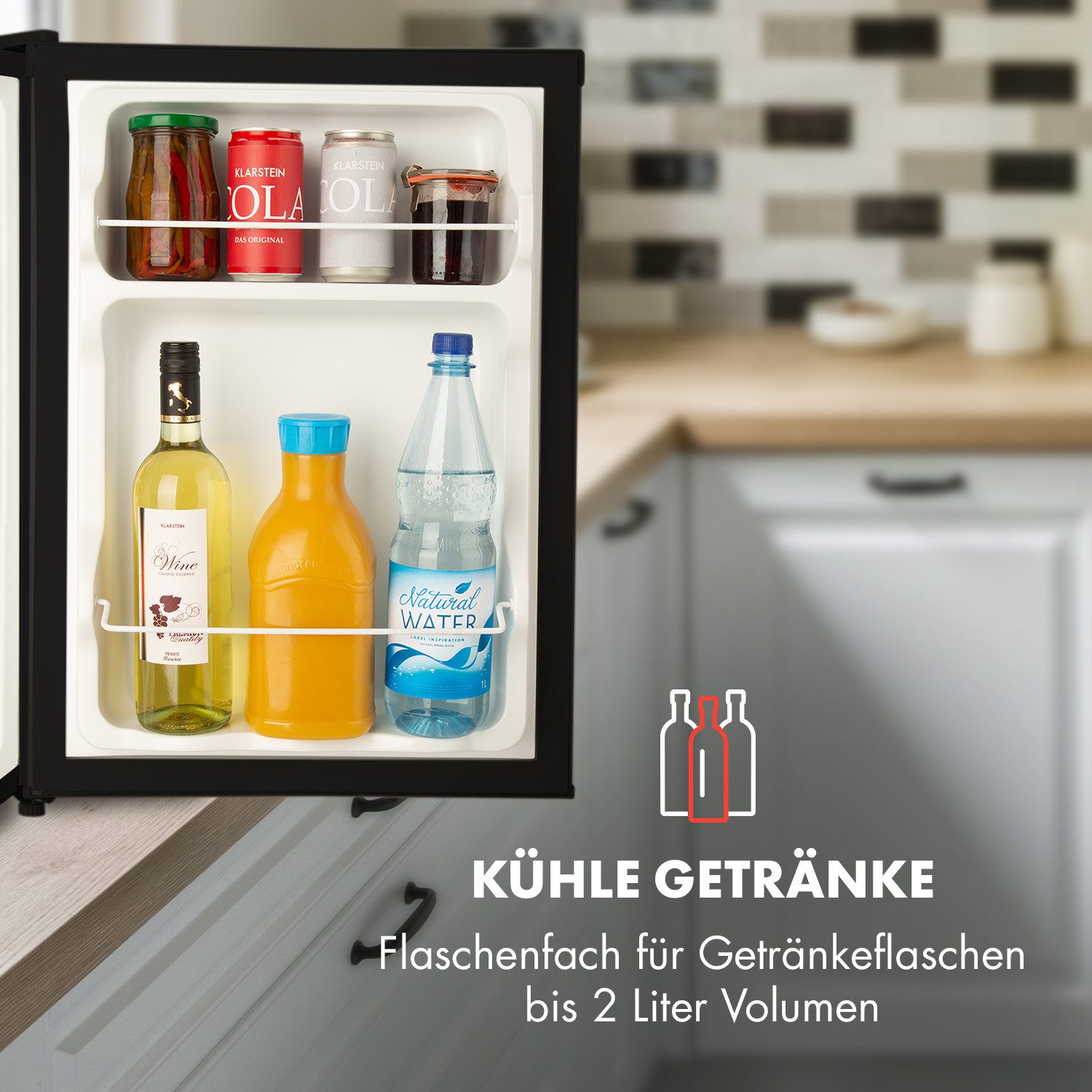 Klarstein Table Top Kühlschrank DSM2-CoolKid-BL-E 10045776, 63 cm hoch, 44.5 cm breit, Bier Hausbar Getränkekühlschrank Hotel Mini Fridge