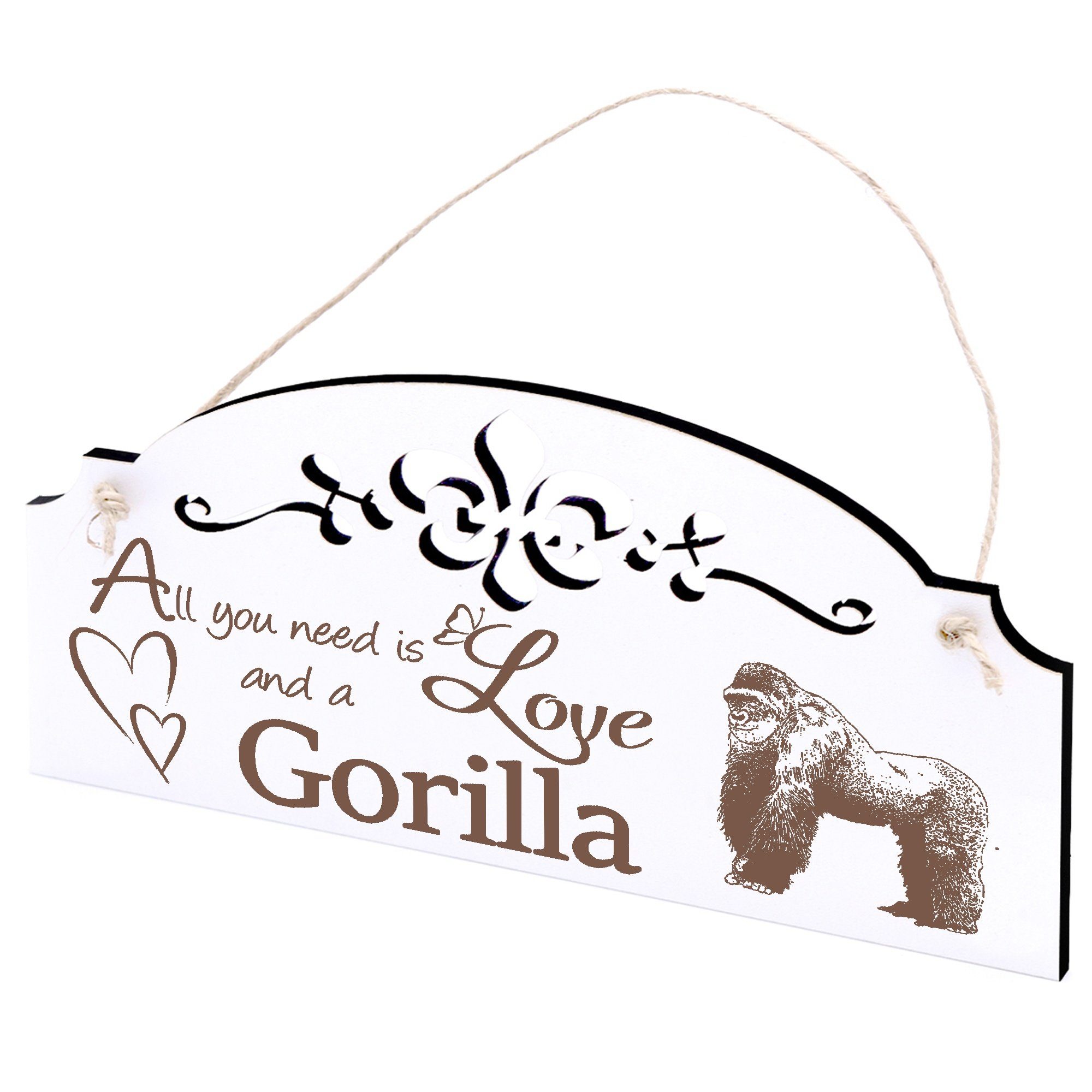 is Gorilla Dekolando Love need All you Deko Hängedekoration 20x10cm