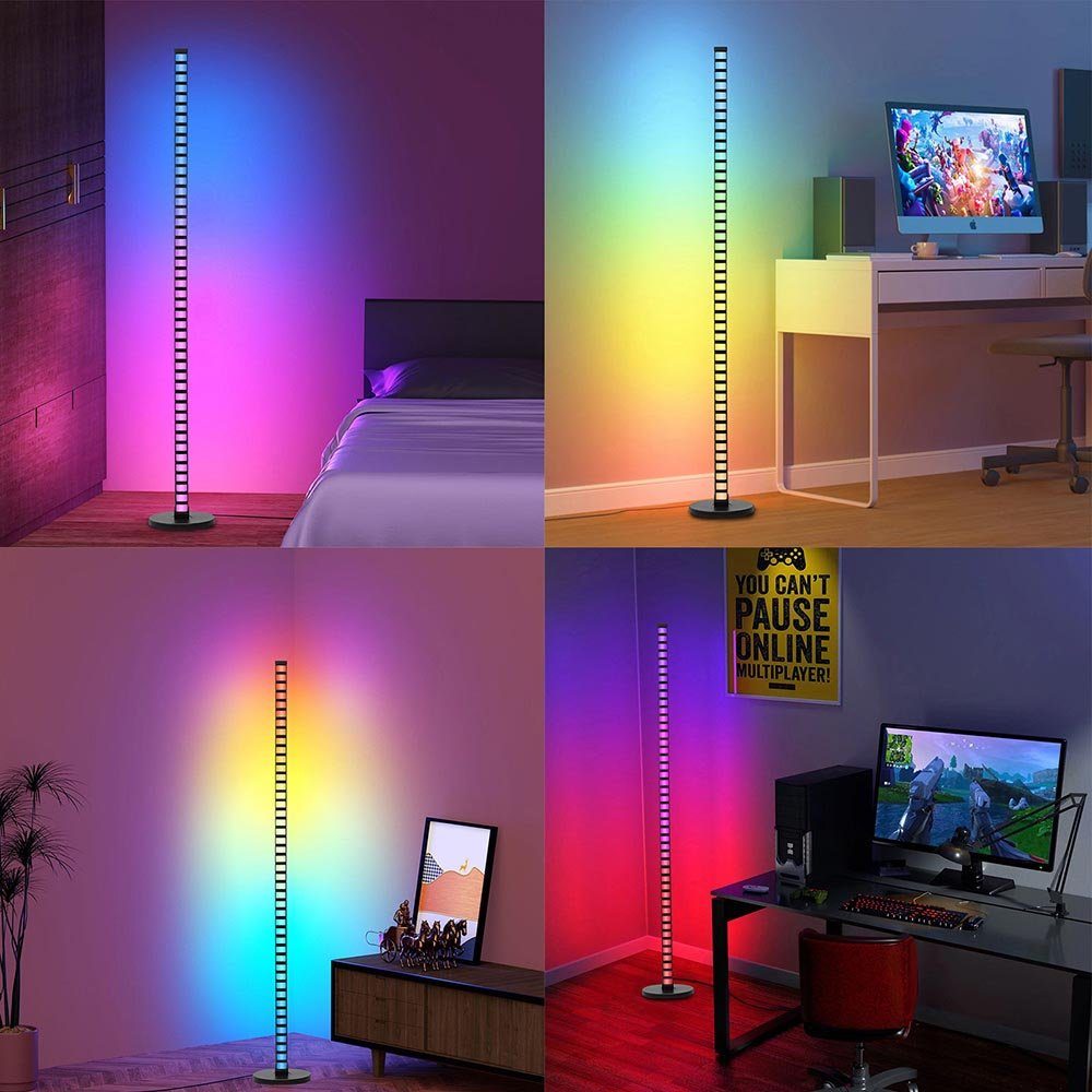 Atmosphärenbeleuchtung, Smart, Schlafzimmer RGB, Rosnek Wohnzimmer 1.2M, Fernbedienung, RGB, und Spielzimmer, Stehlampe LED WiFi, Deko App Musik-Syn, für