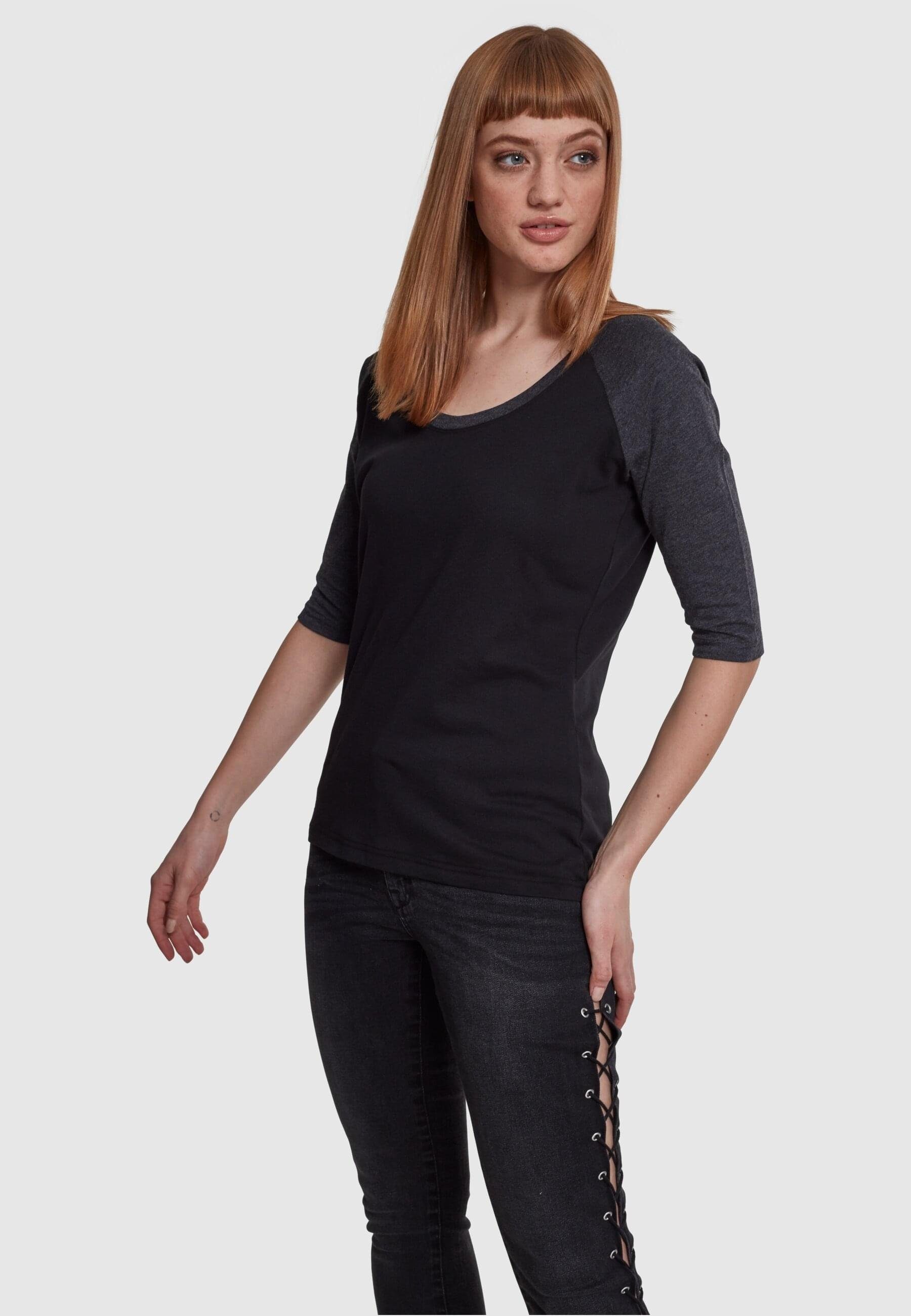 CLASSICS Raglan Tee Contrast Damen Ladies URBAN black/charcoal Kurzarmshirt 3/4 (1-tlg)