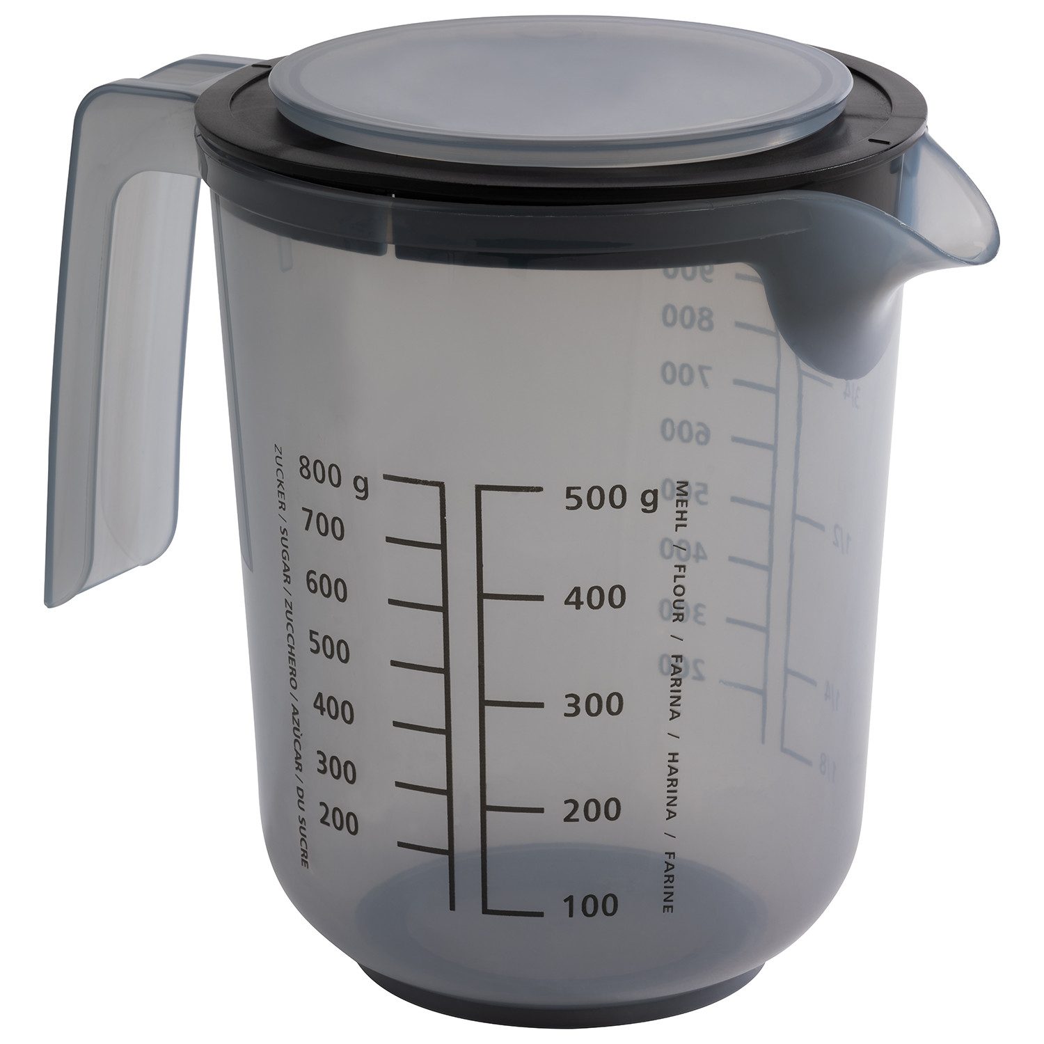 APS Rührschüssel - Rührbecher mit Deckel, inklusive Spritzschutz, Kunststoff, (1-tlg), Ø 12,5 cm, Höhe 16 cm, 1 Liter, aus Polypropylen
