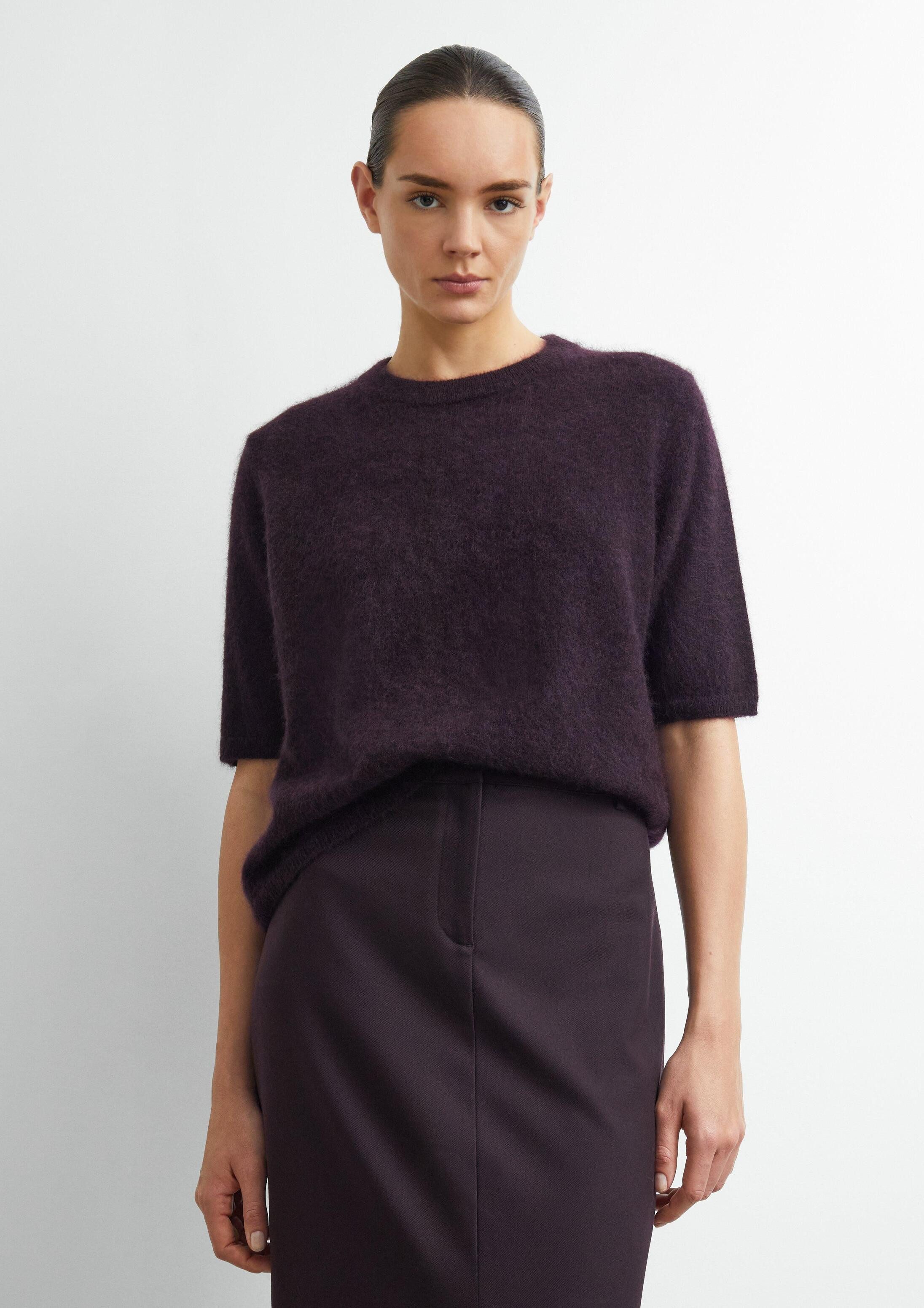 comma Kurzarmpullover Strickpullover Kurzarmullover aus 100% gebrushter Wolle