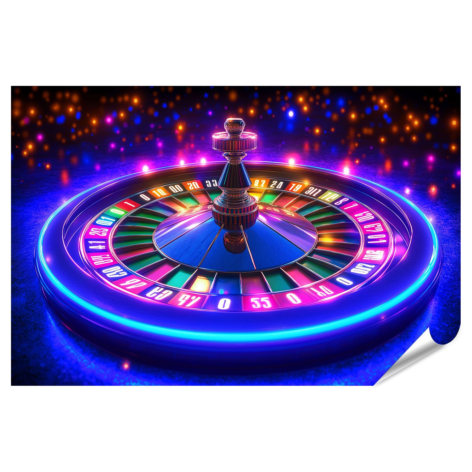 islandburner Poster Leuchtendes Roulette Rad bei Nacht Wandbild