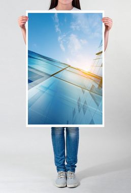Sinus Art Poster Illustration 60x90cm Poster Abstraktes Glasgebäude in Blau