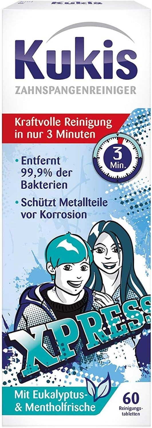 Kukident Kukis Zahnspangenreiniger Reinigungstabletten (Spar-Pack, [3-St. Entfernt 99,9% der Bakterien - mit Eukalytus- und Mentholfrische)