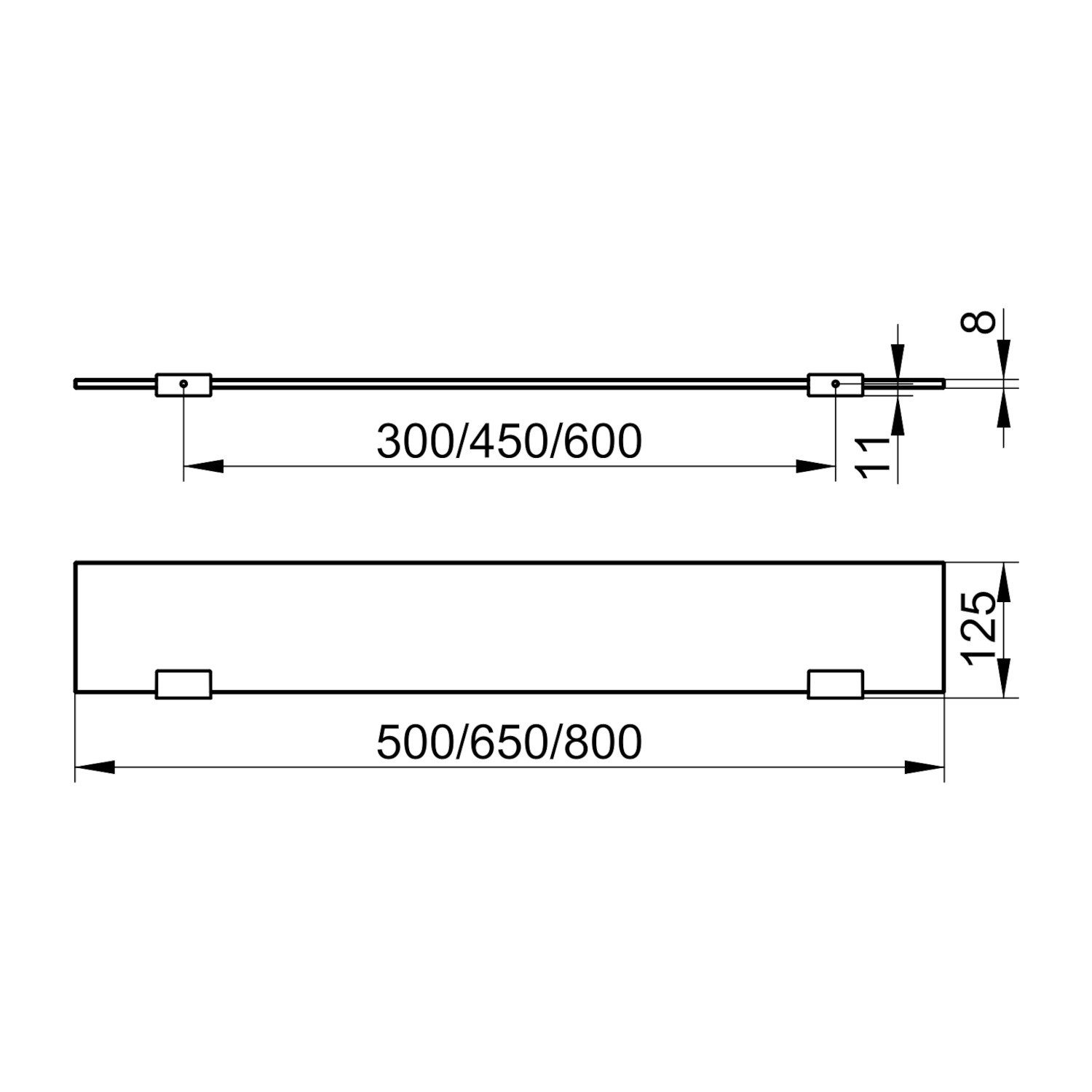 Keuco Wandboard Moll 50 cm, aus Cristallinglas, Halterungen aus Metall, verchromt, Wandmontage