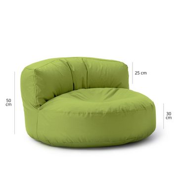 Lumaland Sitzsack »Round Sofa Sitzkissen Bean Bag Bodenkissen Couch Lounge«, Indoor/Outdoor 90x50x30 wasserabweisend 320L grün